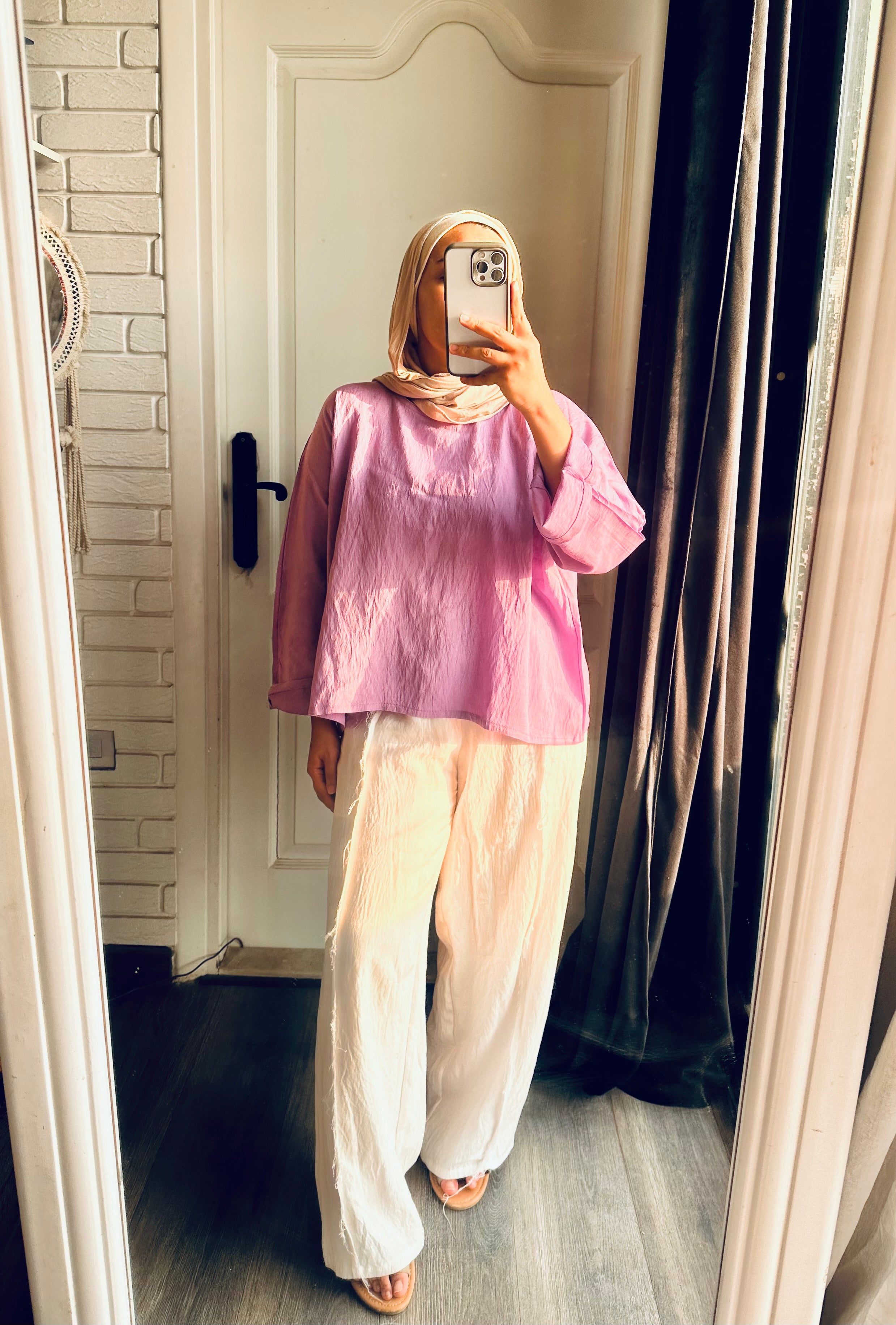 Linen Cropped Top in Lavender