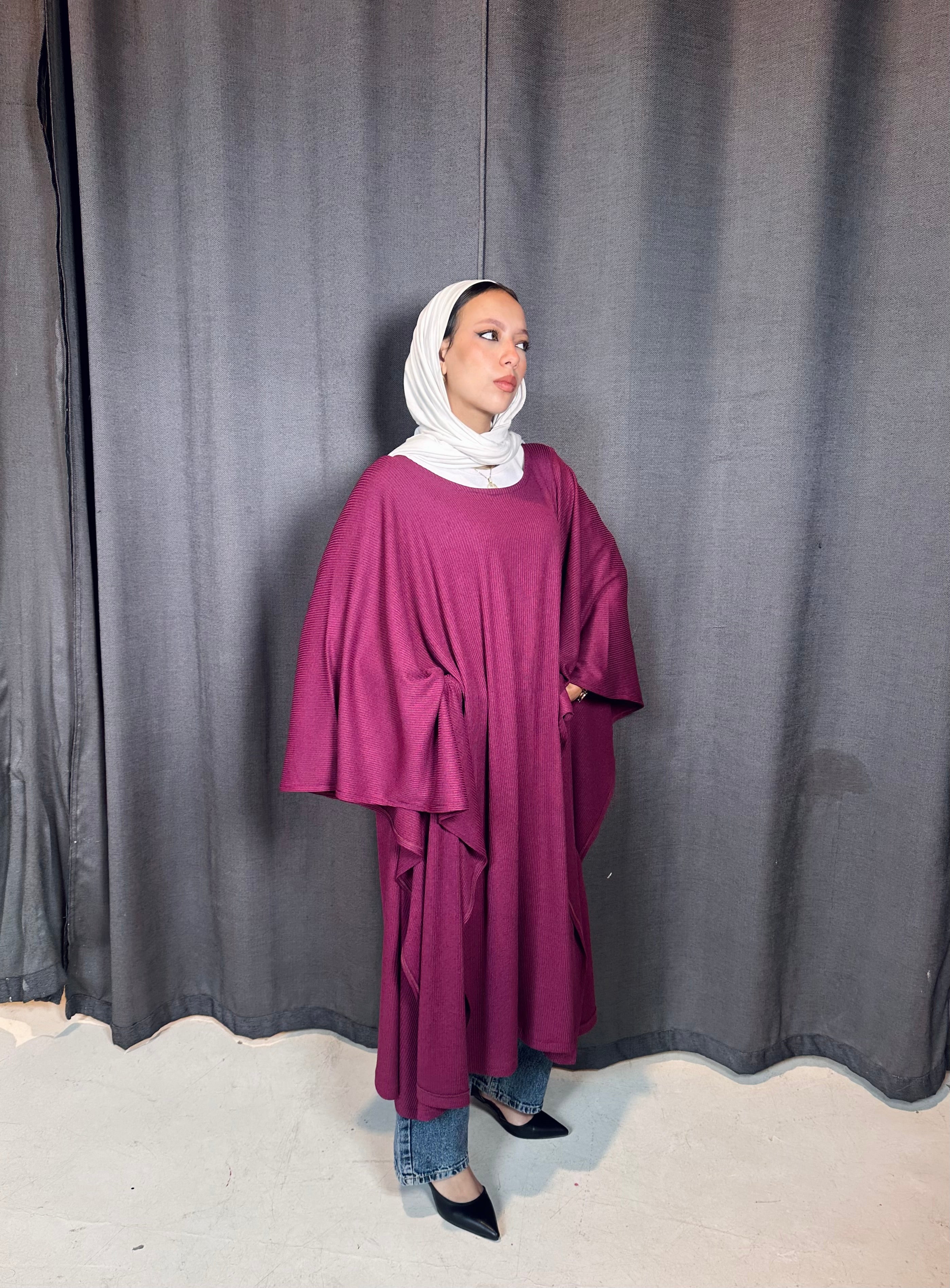 Ribbed Cape in Magenta