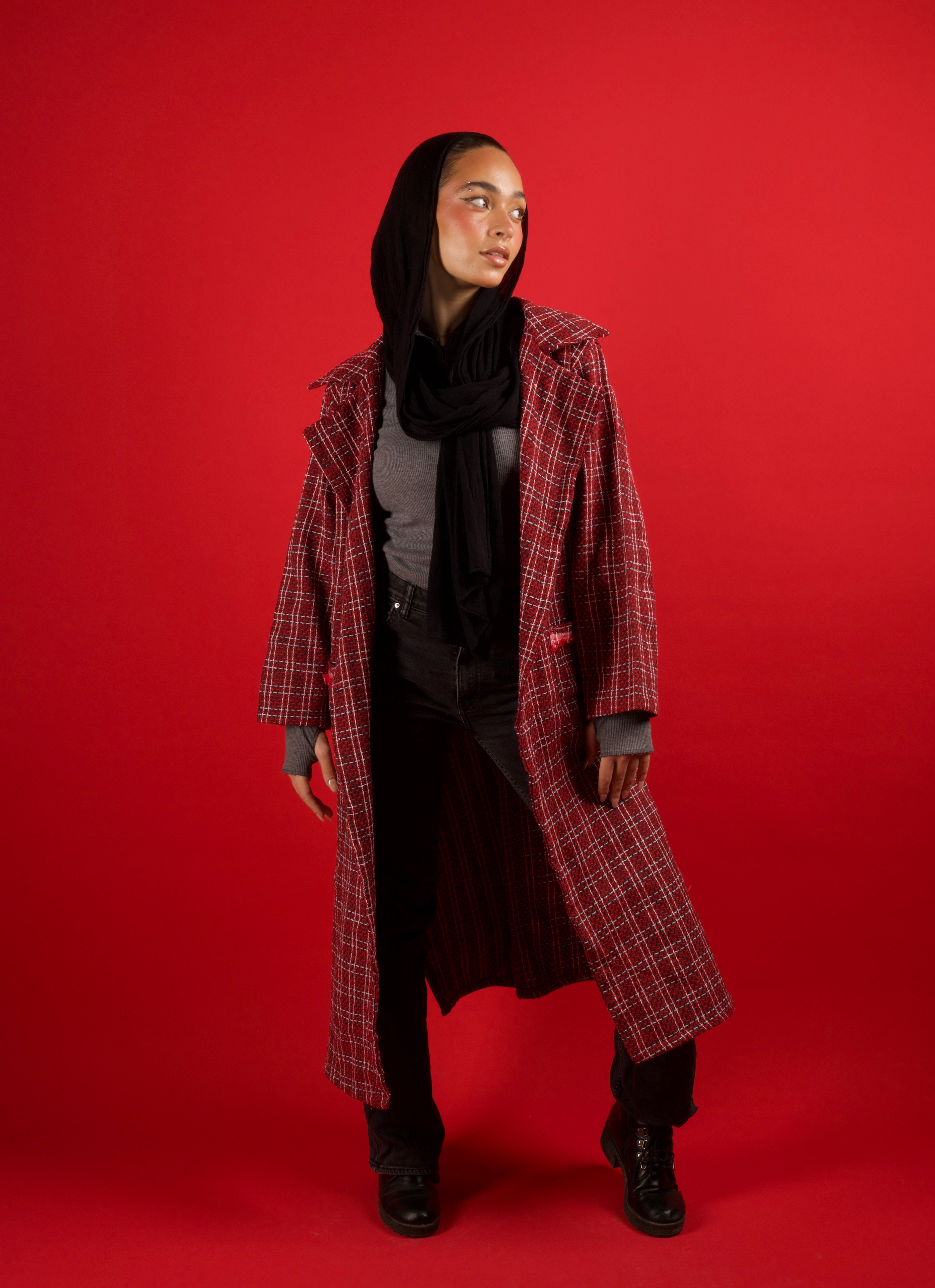 Squared Coat in Red