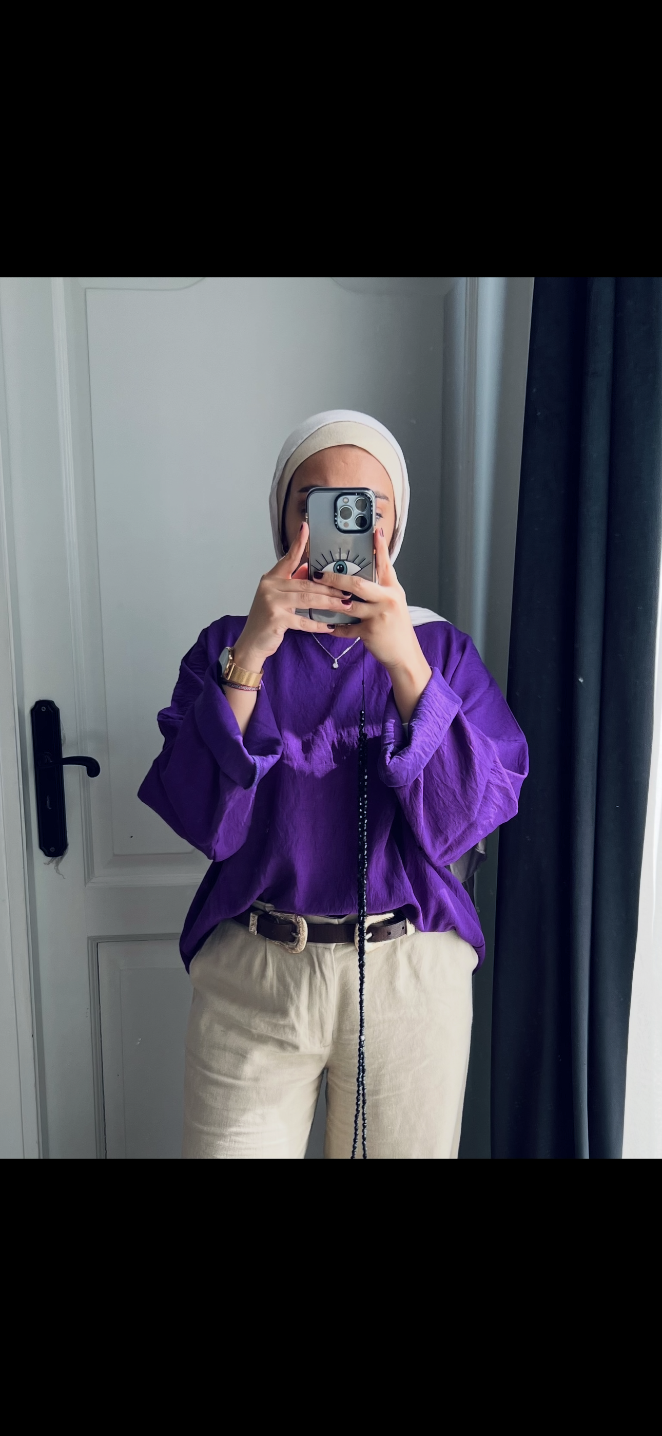 Linen Cropped Top in Purple