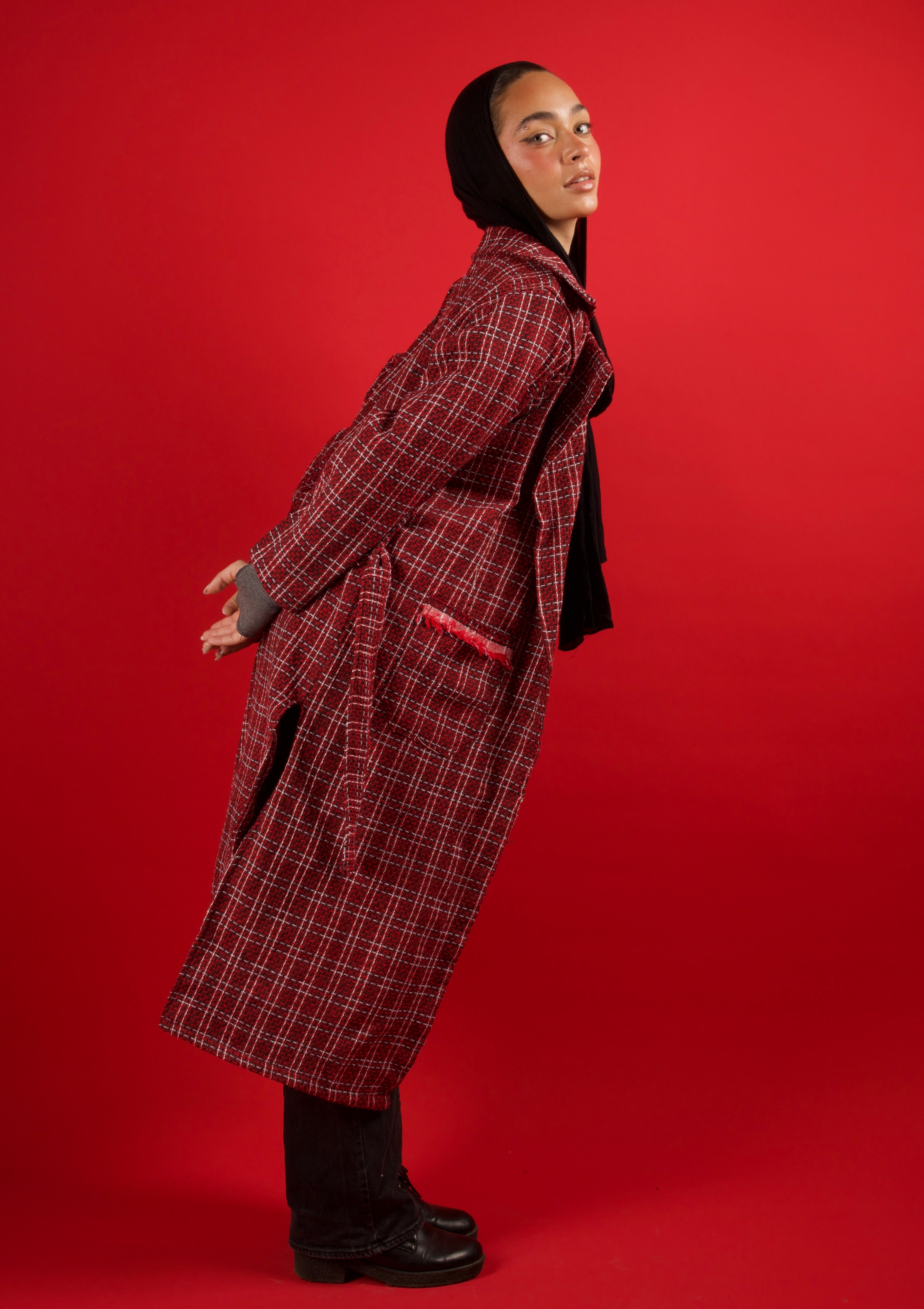 Squared Coat in Red