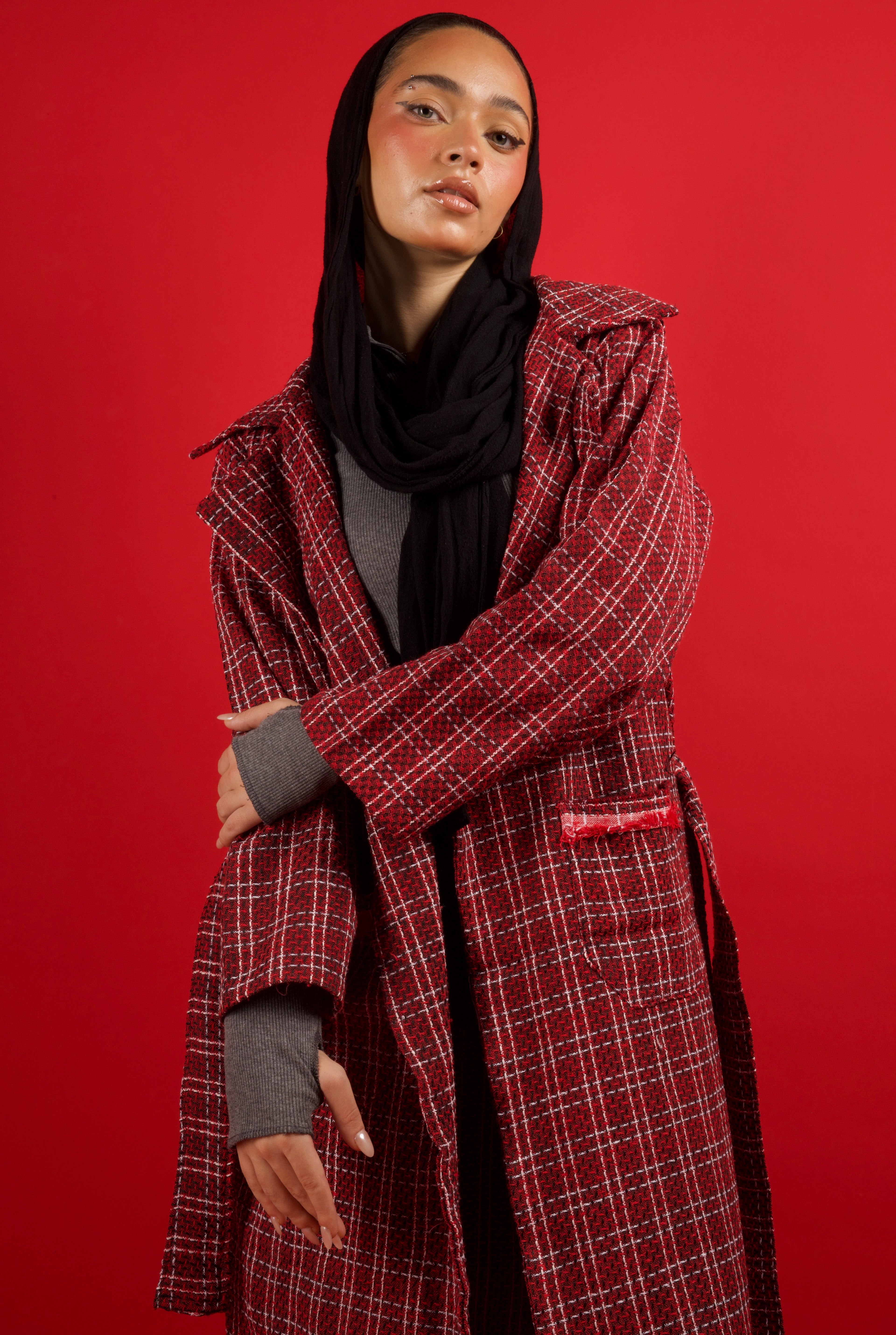 Squared Coat in Red