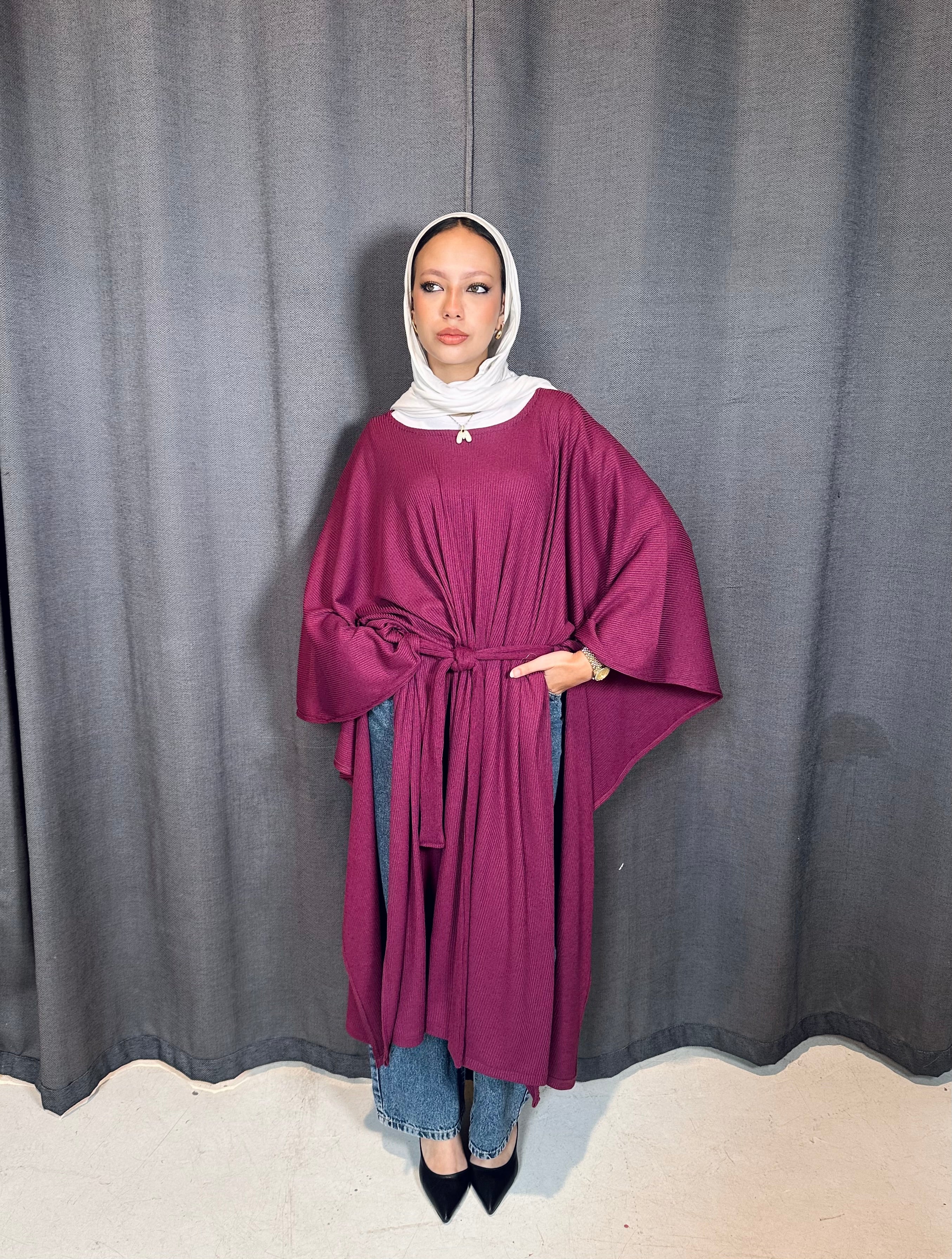 Ribbed Cape in Magenta