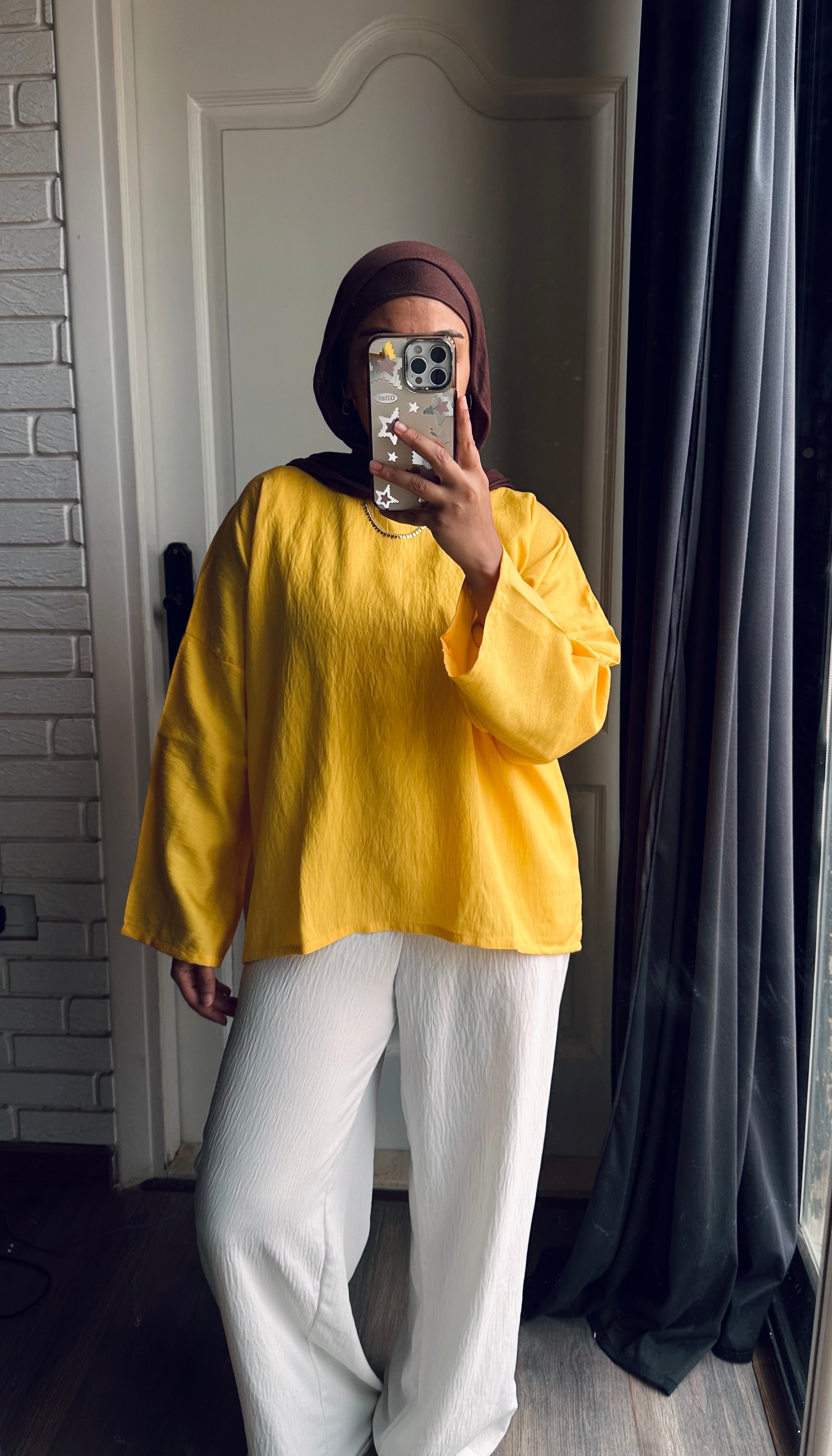 Linen Cropped Top in Yellow