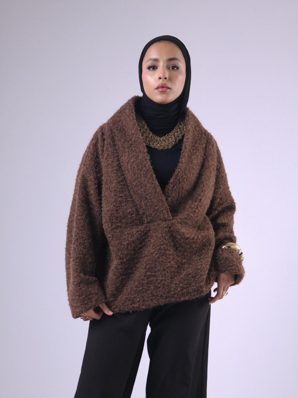 Layali Mohair Pullover in Brown