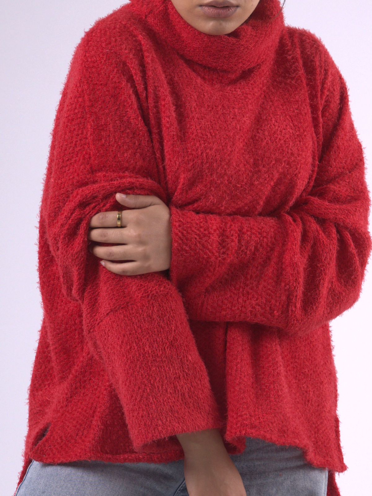 Aura Knit Pullover in Red