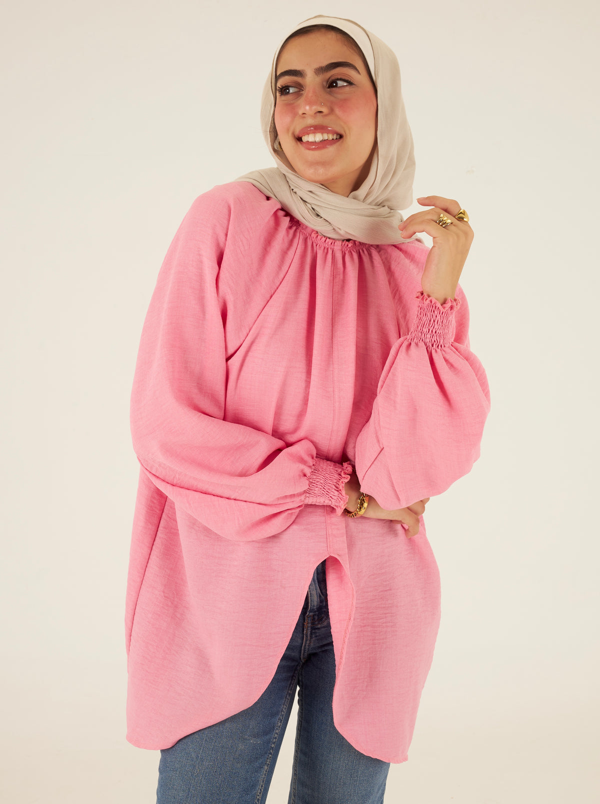 Raglan V-Blouse in Pink