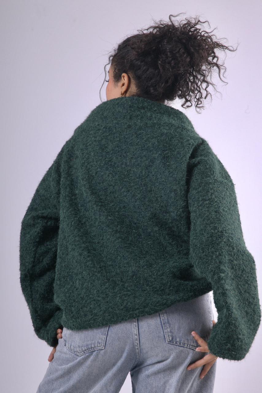 Layali Mohair Pullover in Emerald Green