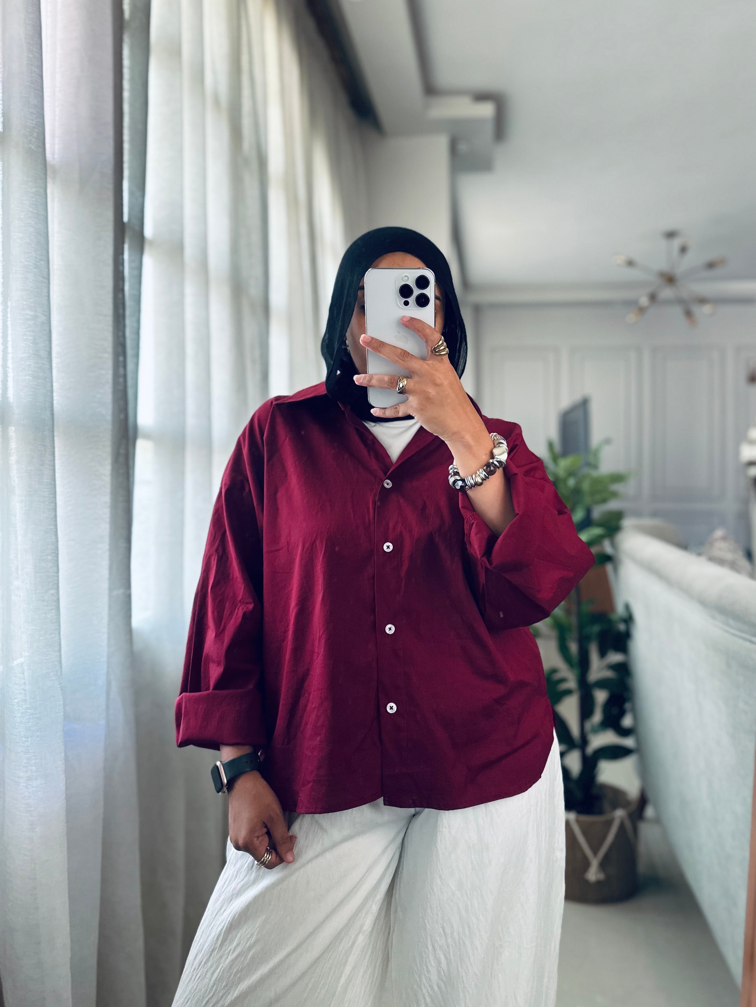 Poplin Shirt In Burgundy