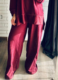 Burgundy Melton Pants