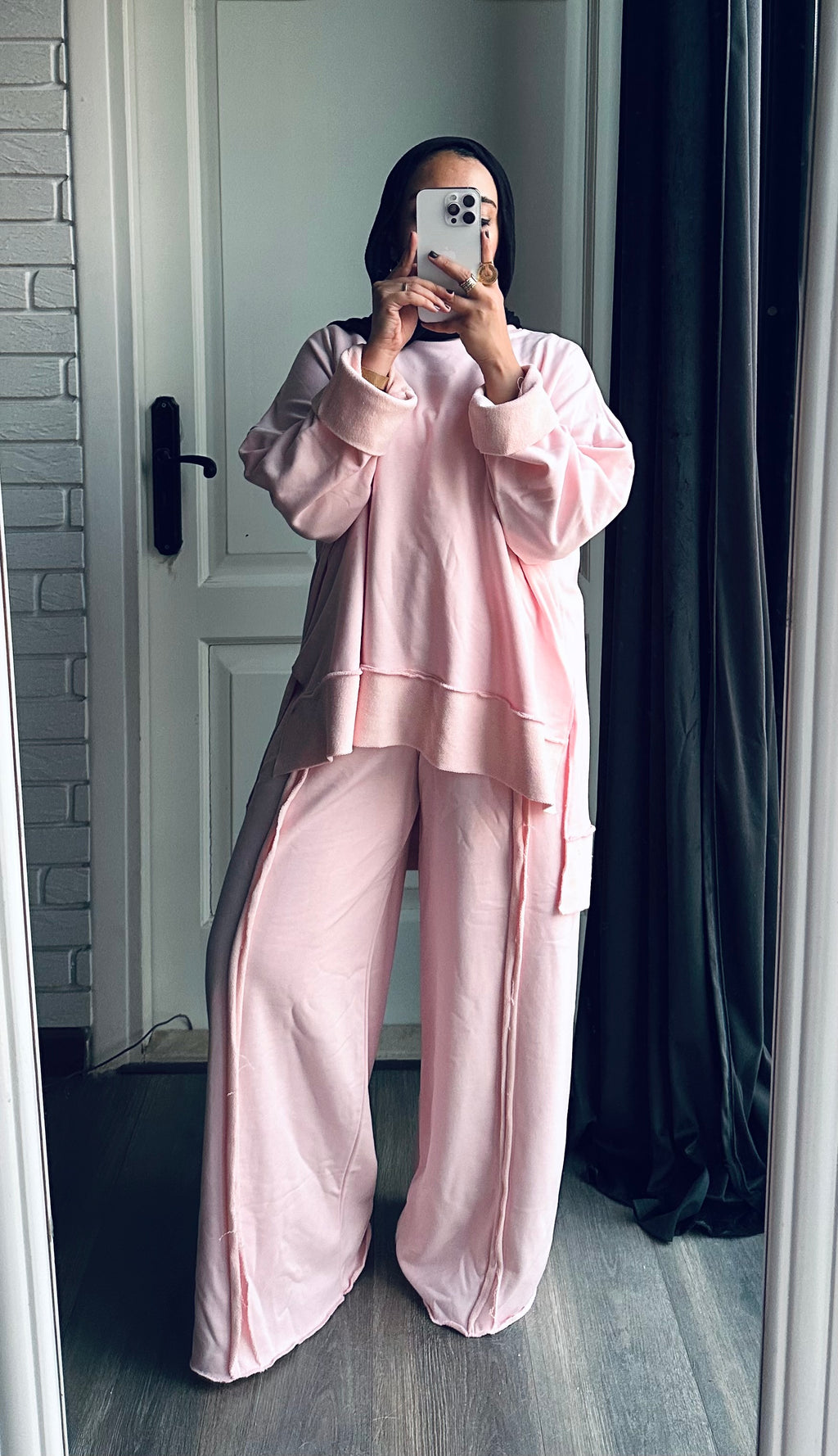 Melton Front Cut Pants in Rose