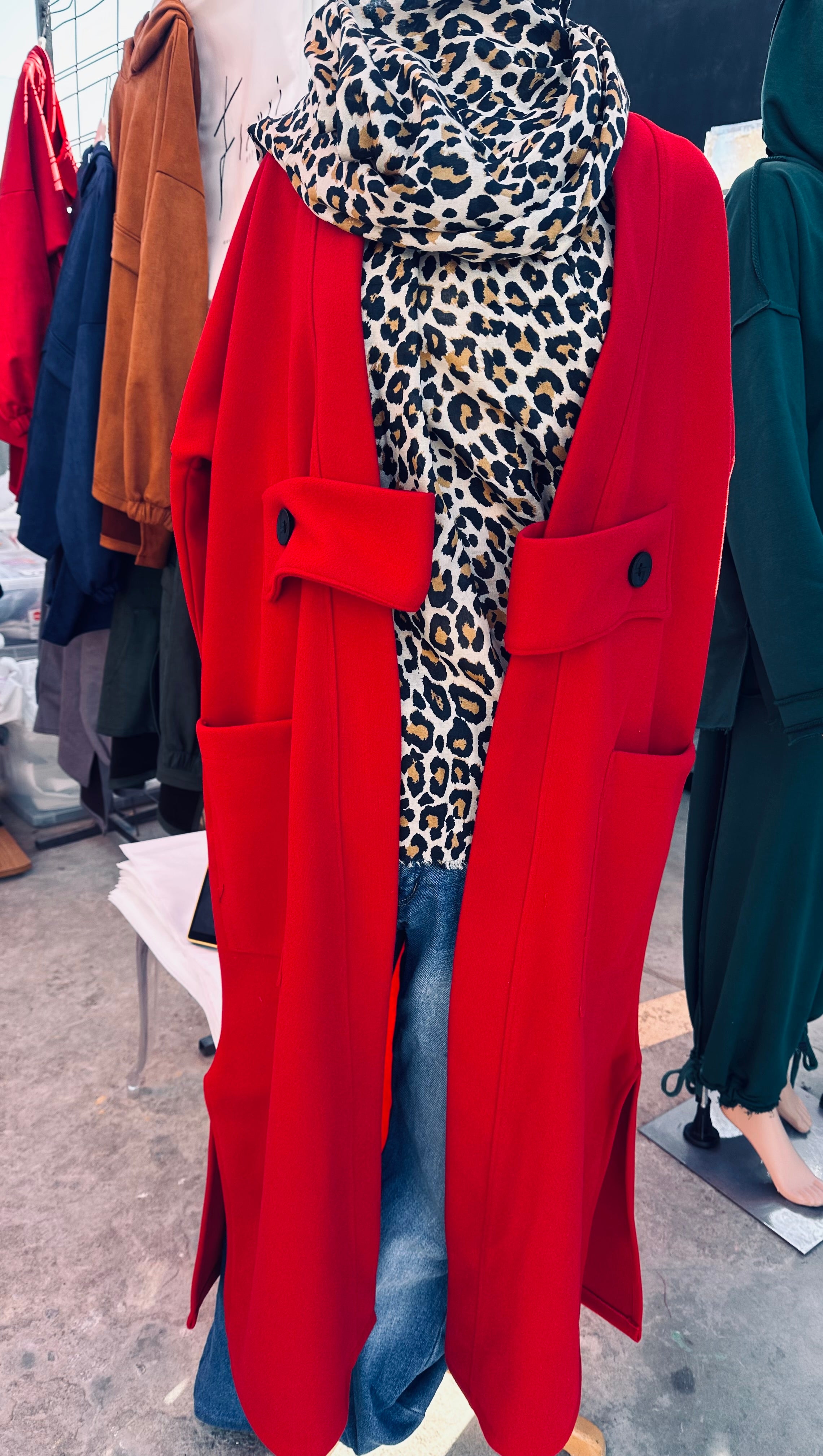 Woolen Coat in Red