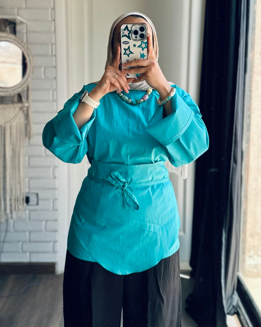 Extension Wrap Blouse in Turquoise