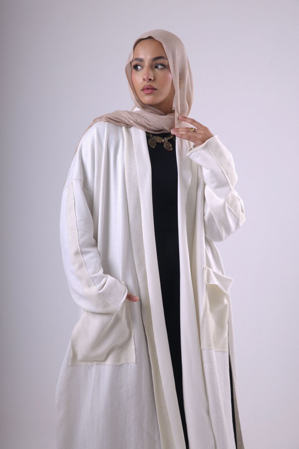 Long Melton Cardigan in White