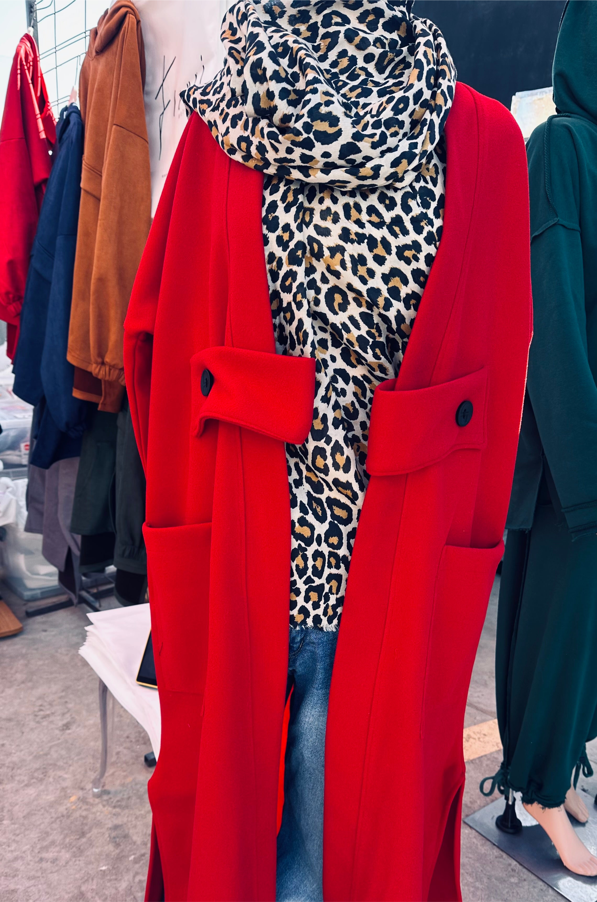 Woolen Coat in Red