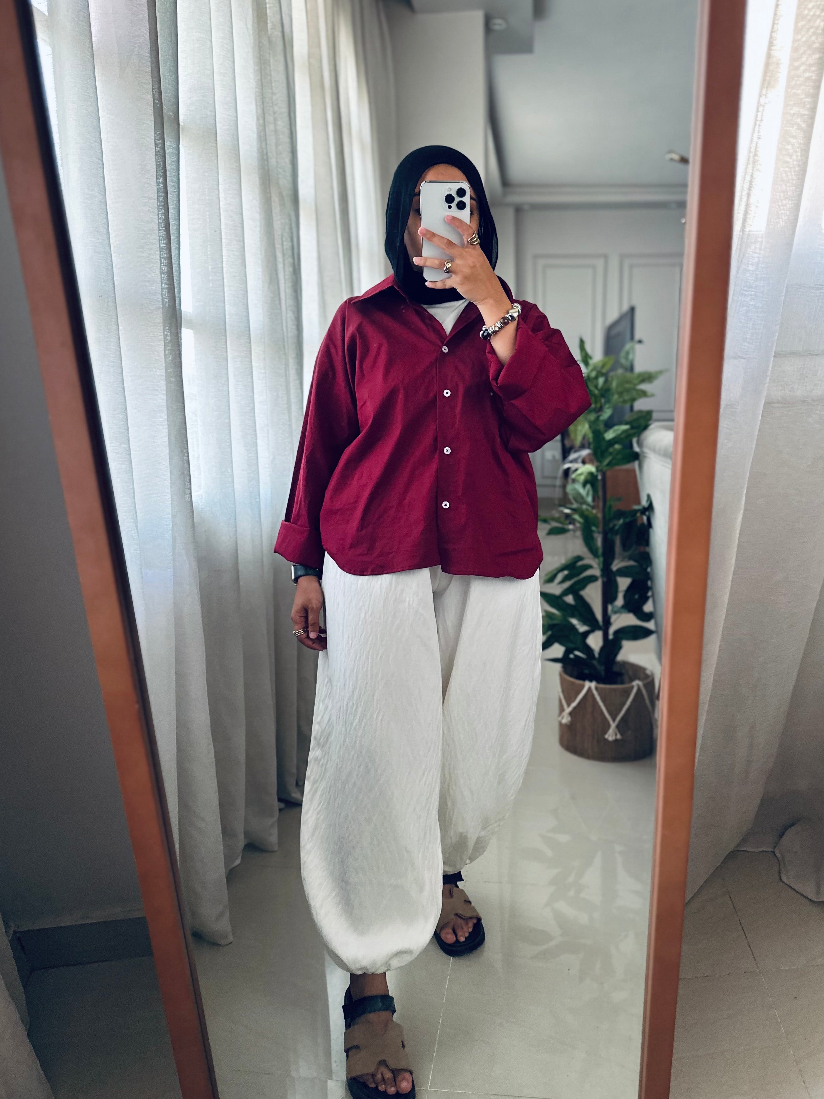 Poplin Shirt In Burgundy