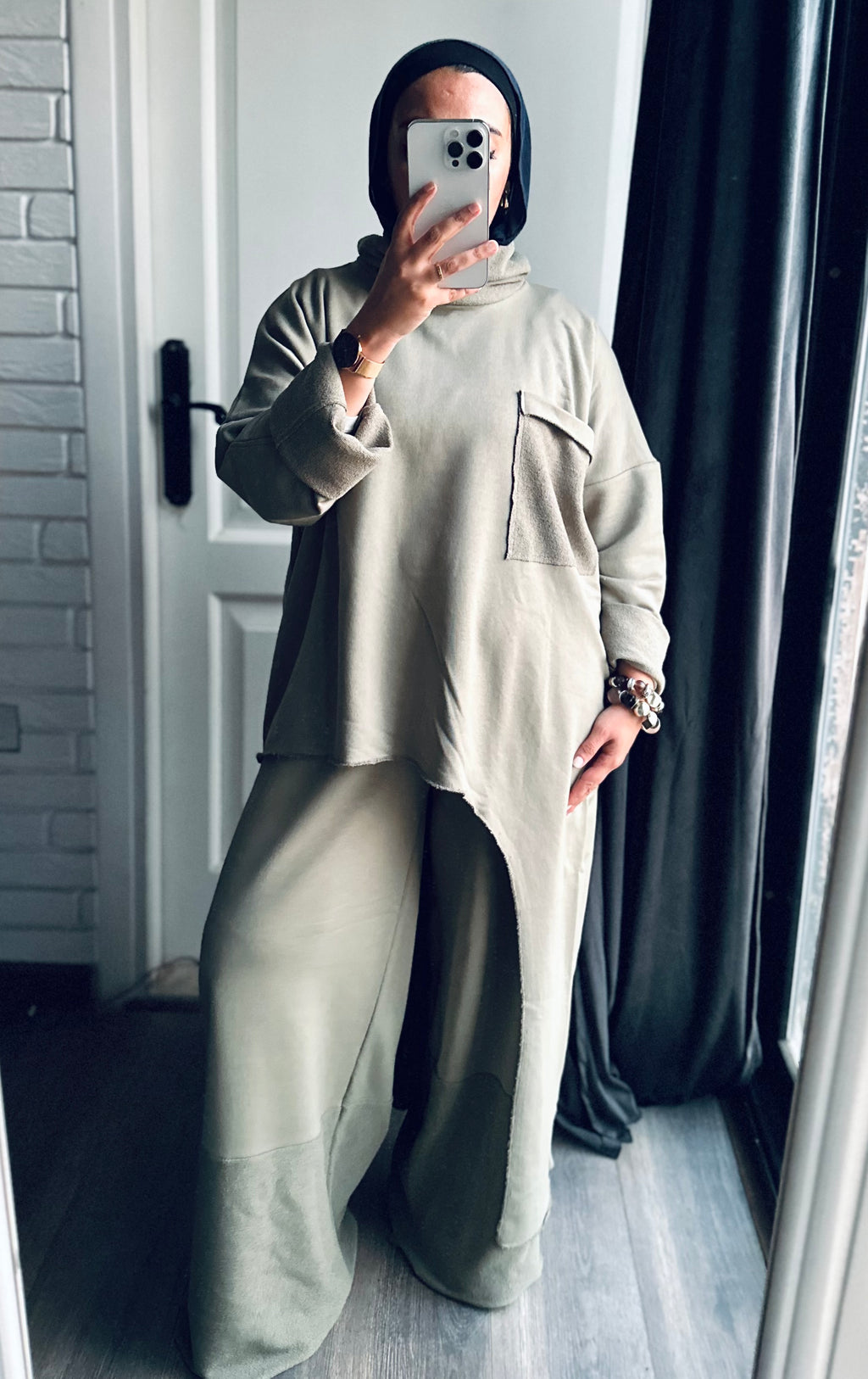 Melton Side Tunic in Olive