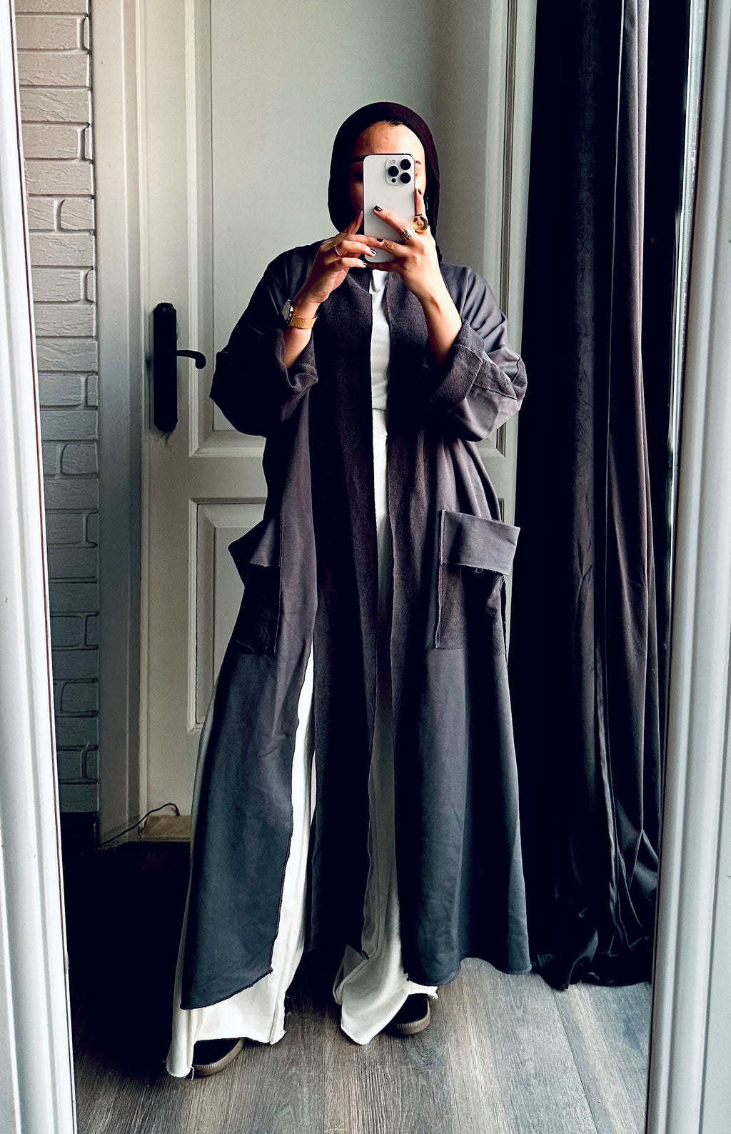 Long Melton Cardigan in White