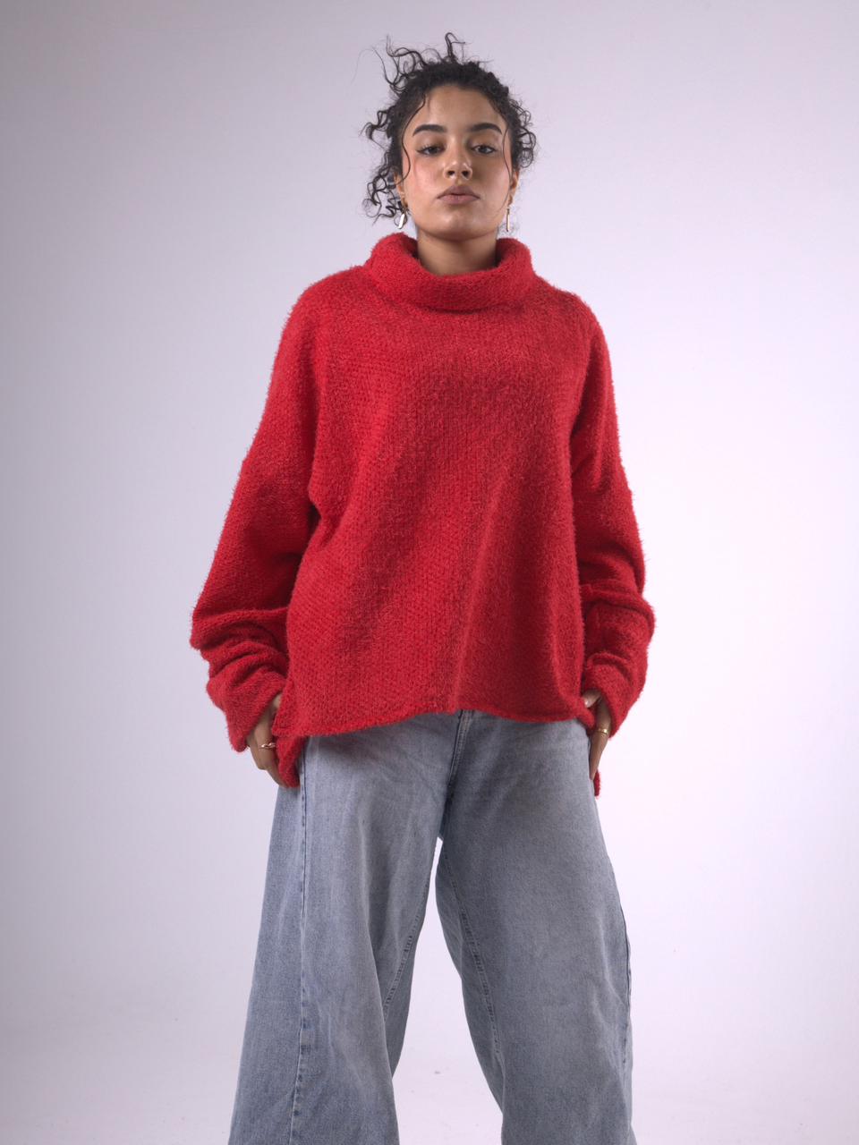 Aura Knit Pullover in Red