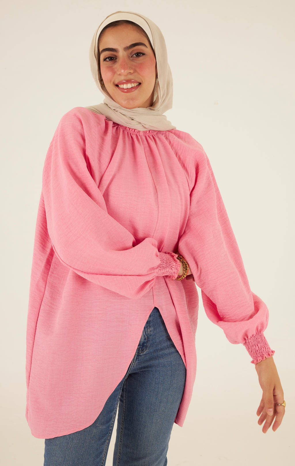 Raglan V-Blouse in Pink