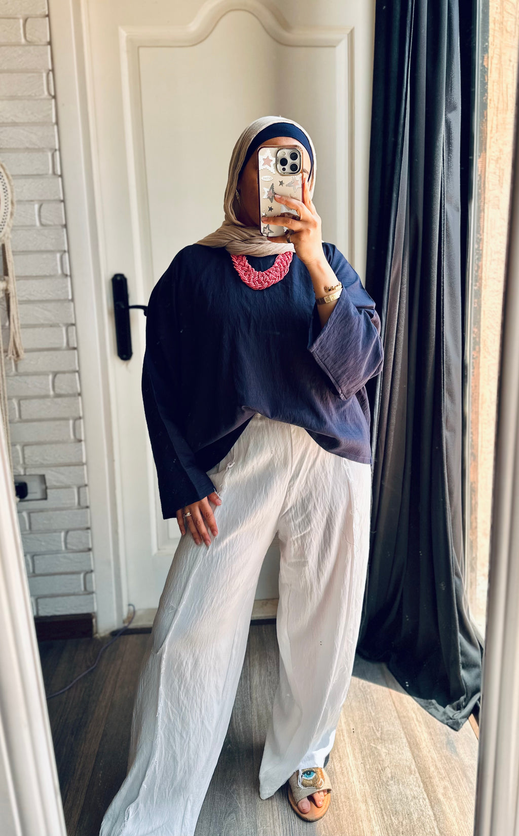 Fleuri Cropped Top in Navy Blue