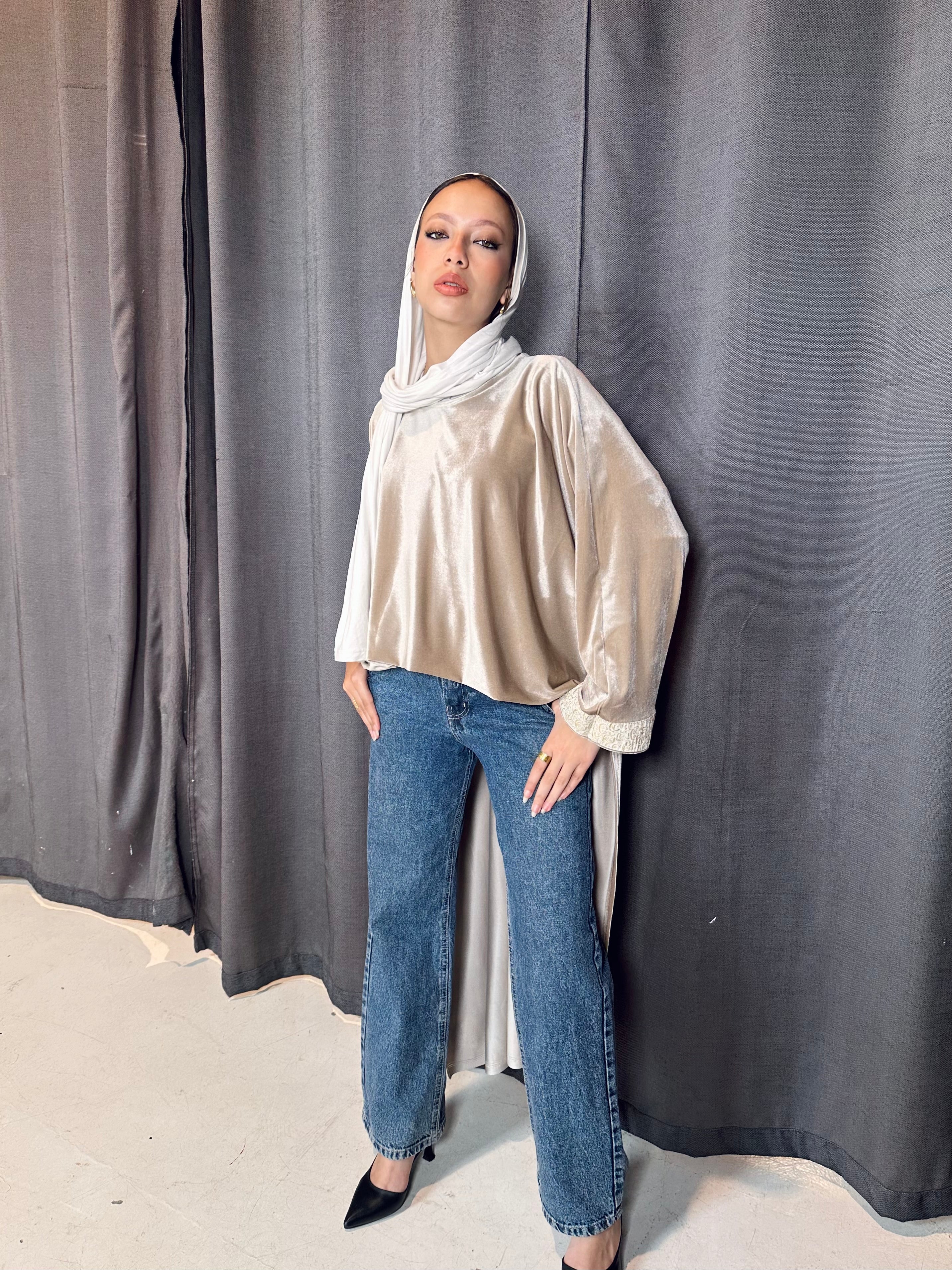 Velvet Arabic High-Low Tunic