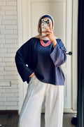 Fleuri Cropped Top in Navy Blue
