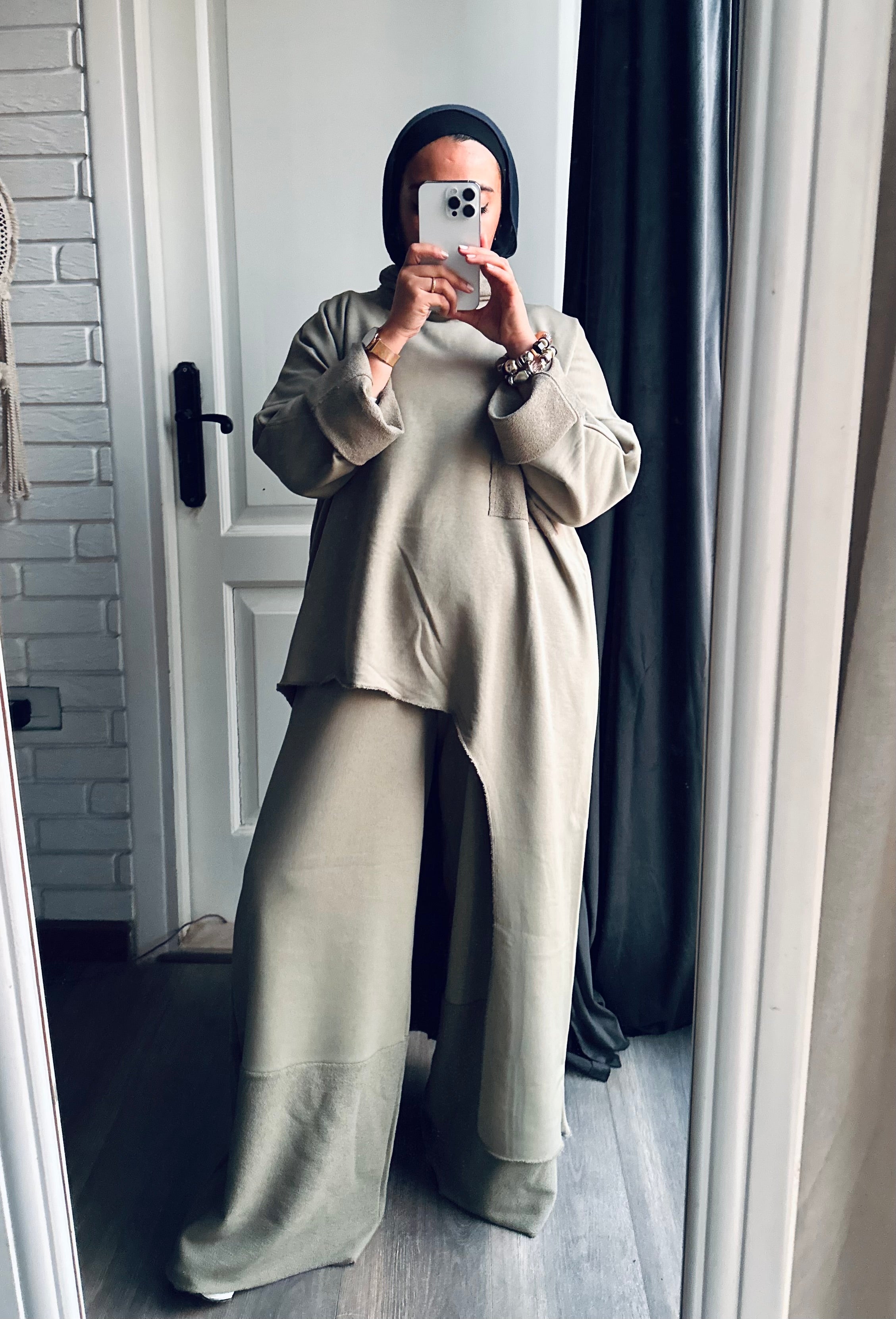 Melton Side Tunic in Olive