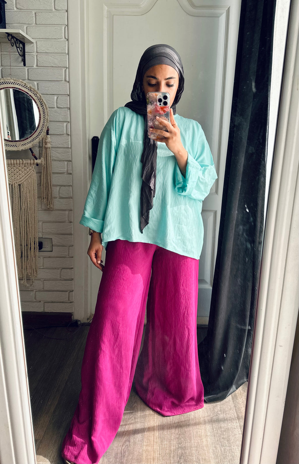 Linen Cropped Top in Aqua