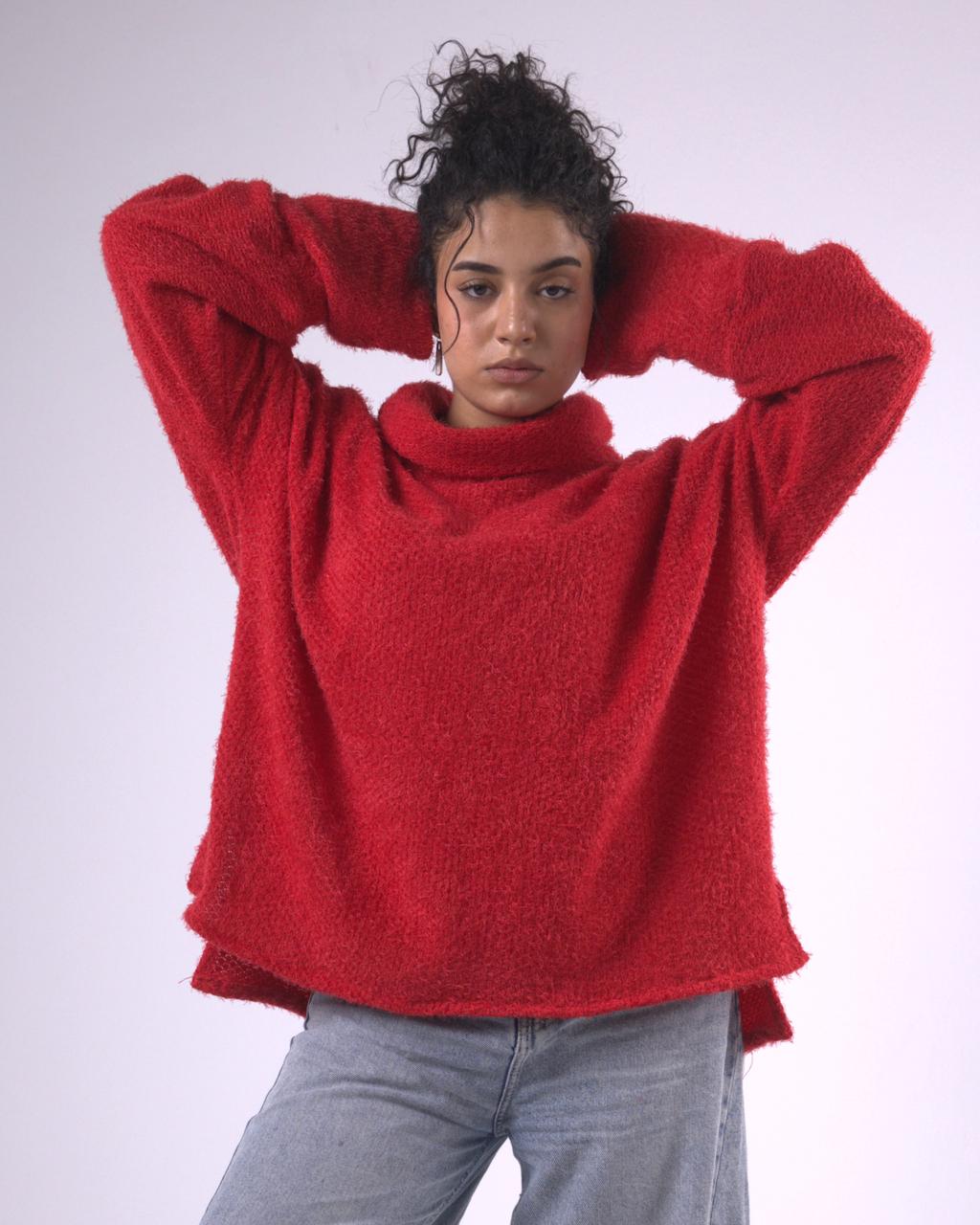 Aura Knit Pullover in Red