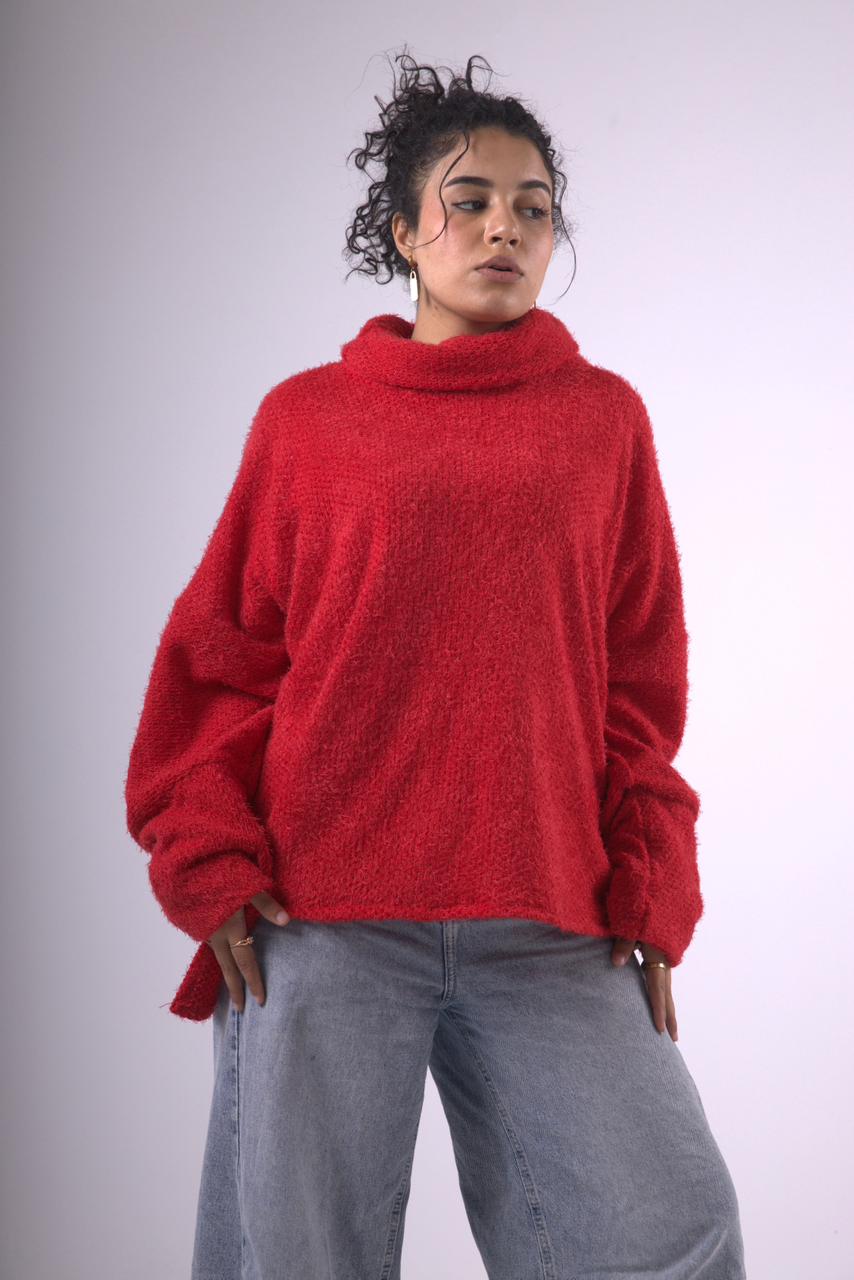 Aura Knit Pullover in Red
