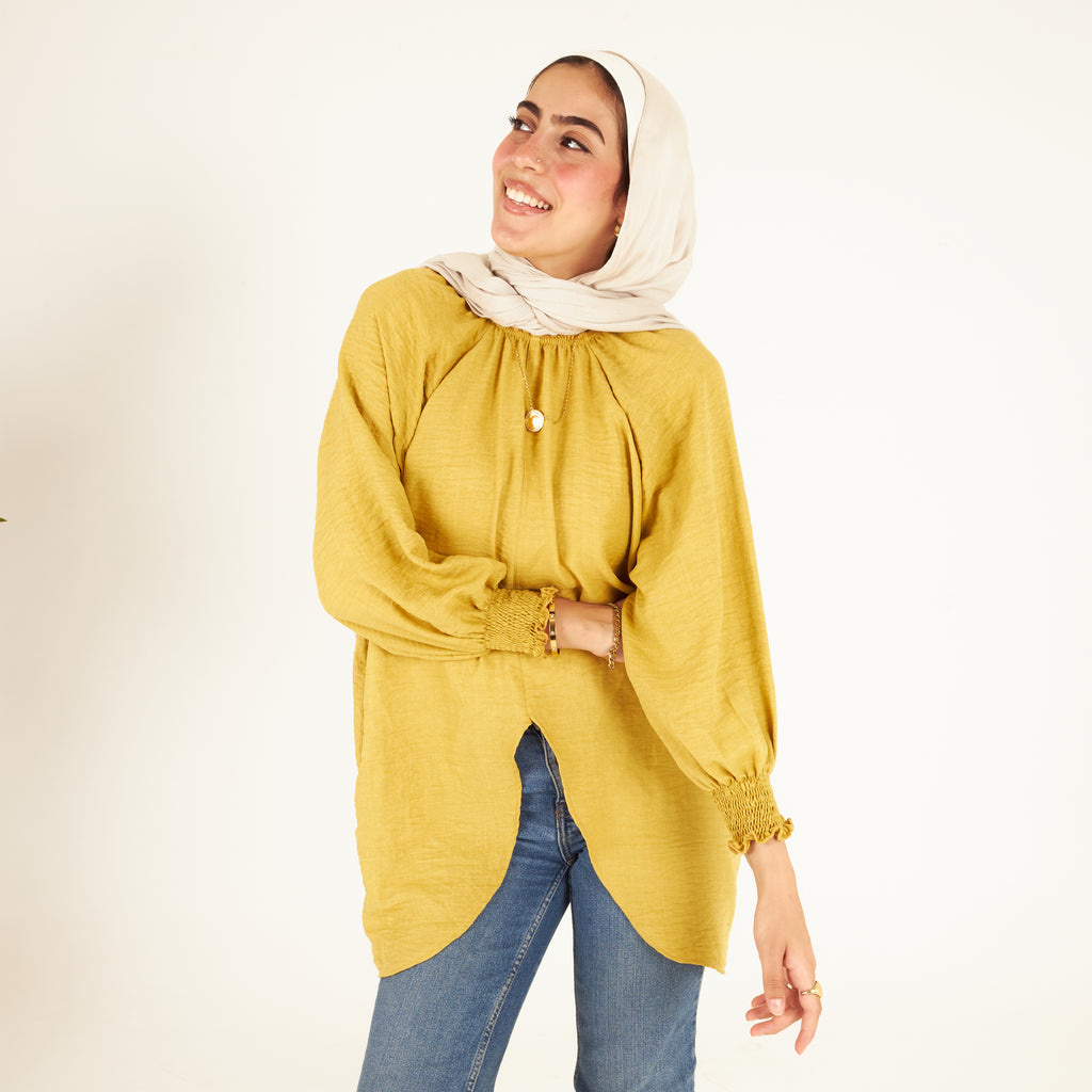 Raglan V-Blouse in Mustard