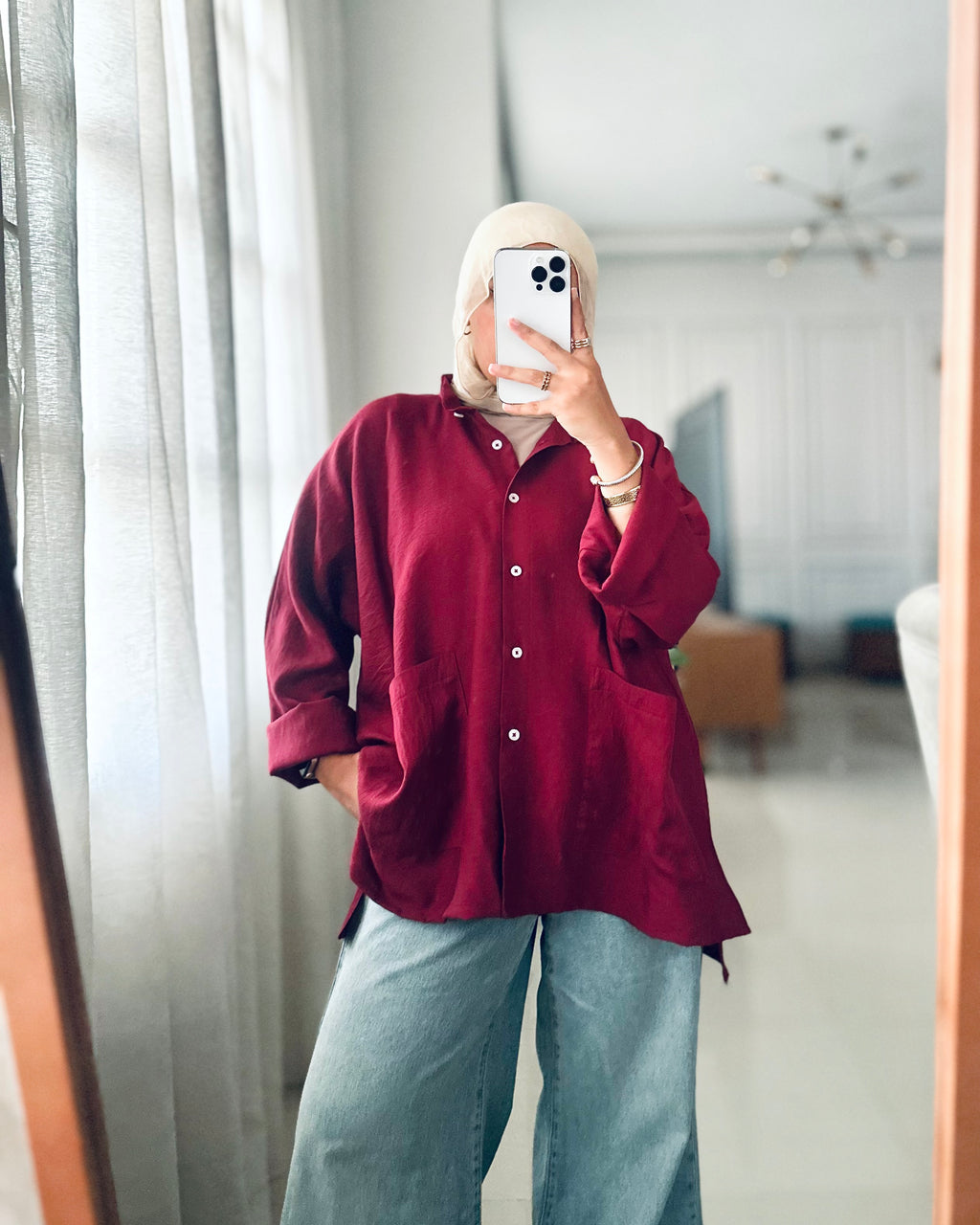 Pockets Shirt in Maroon