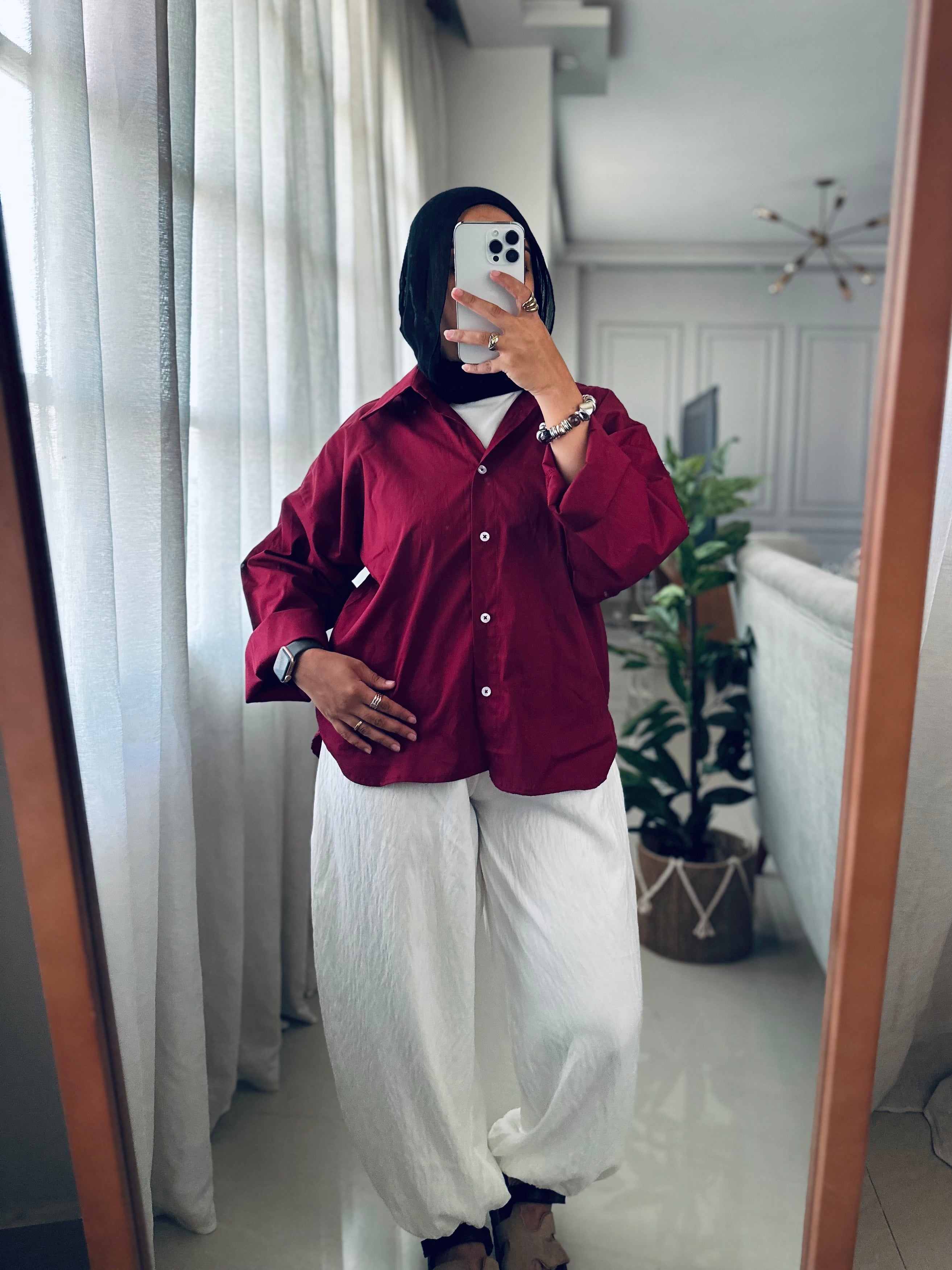 Poplin Shirt In Burgundy