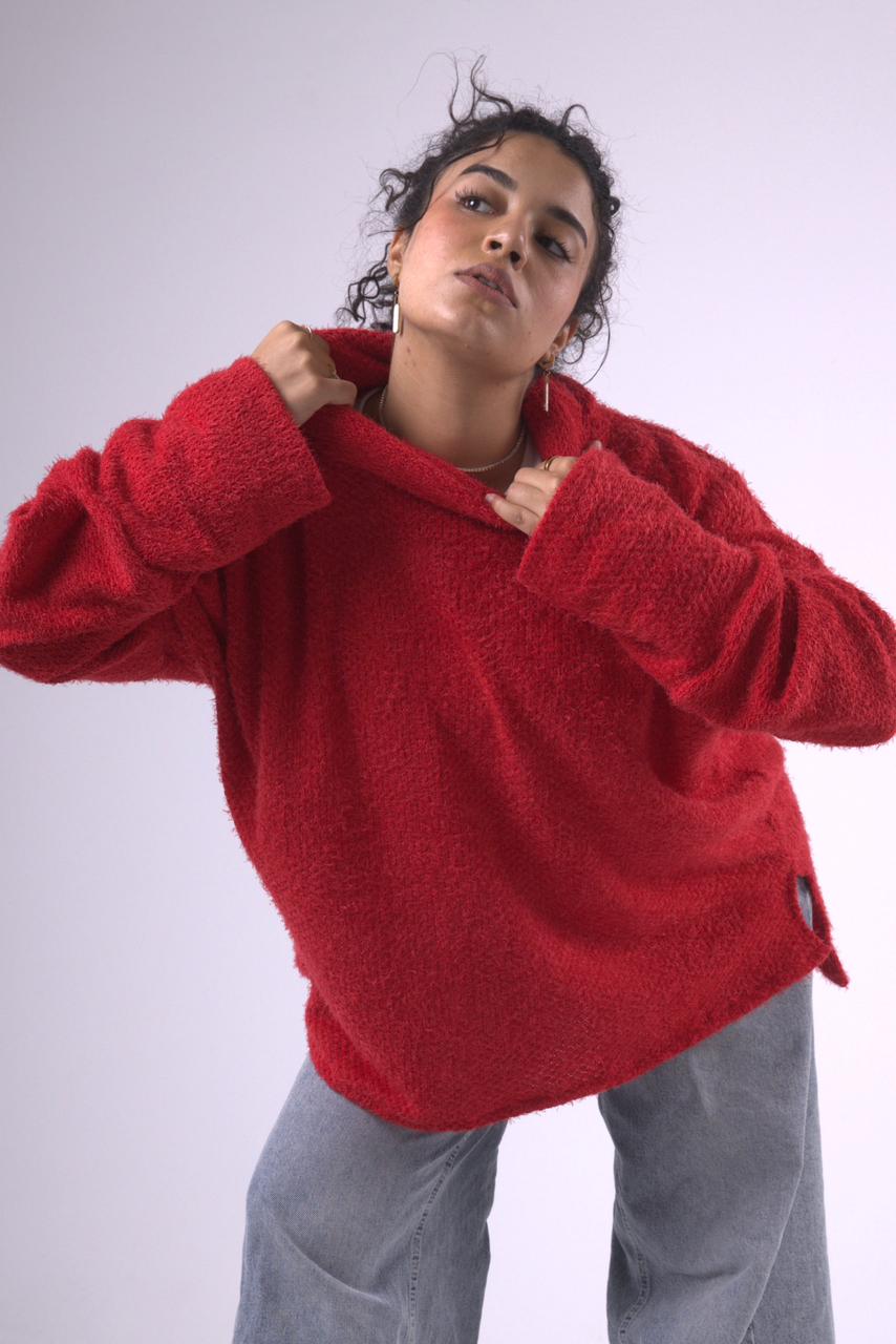 Aura Knit Pullover in Red