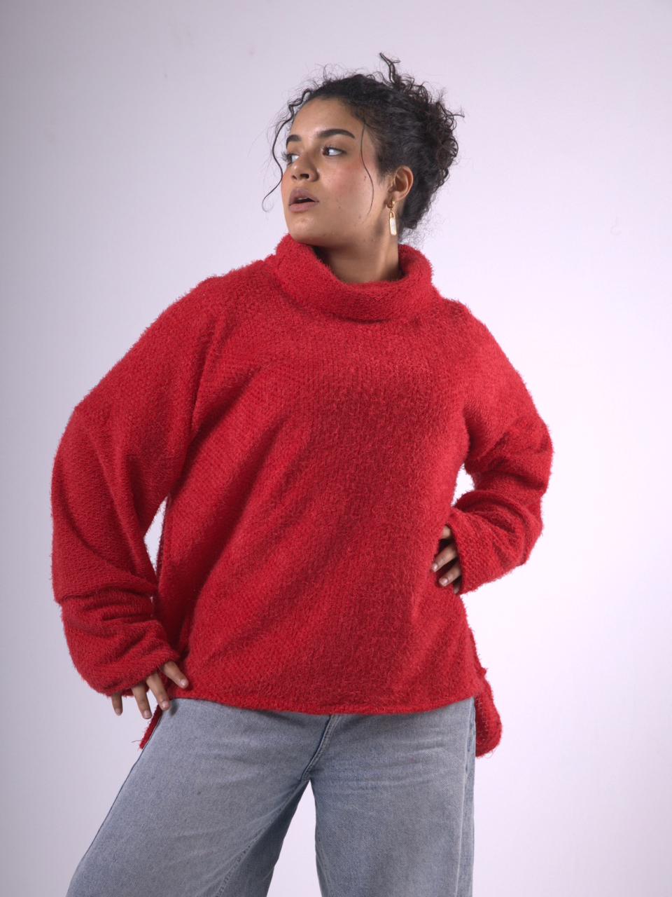 Aura Knit Pullover in Red