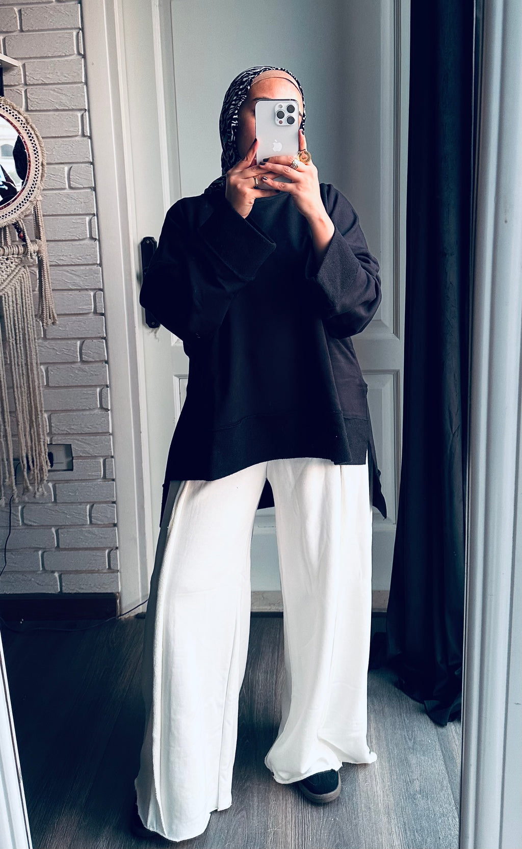 Melton Front Cut Pants in White
