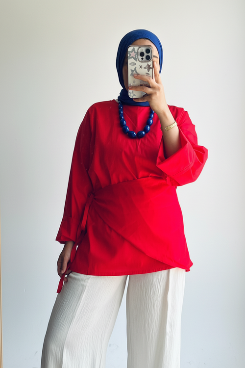 Extension Wrap Blouse in Red
