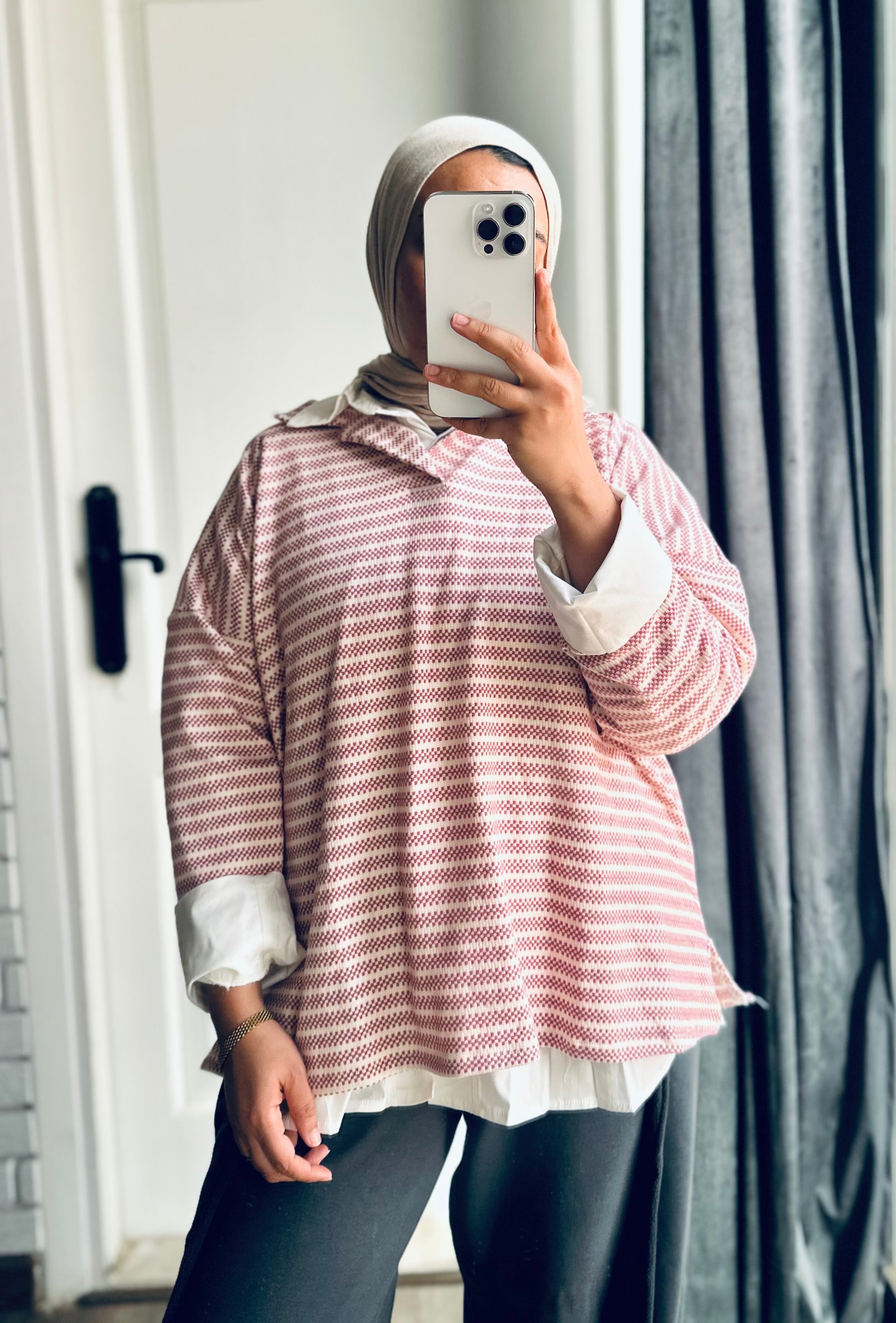 Printed Polo Sweatshirt