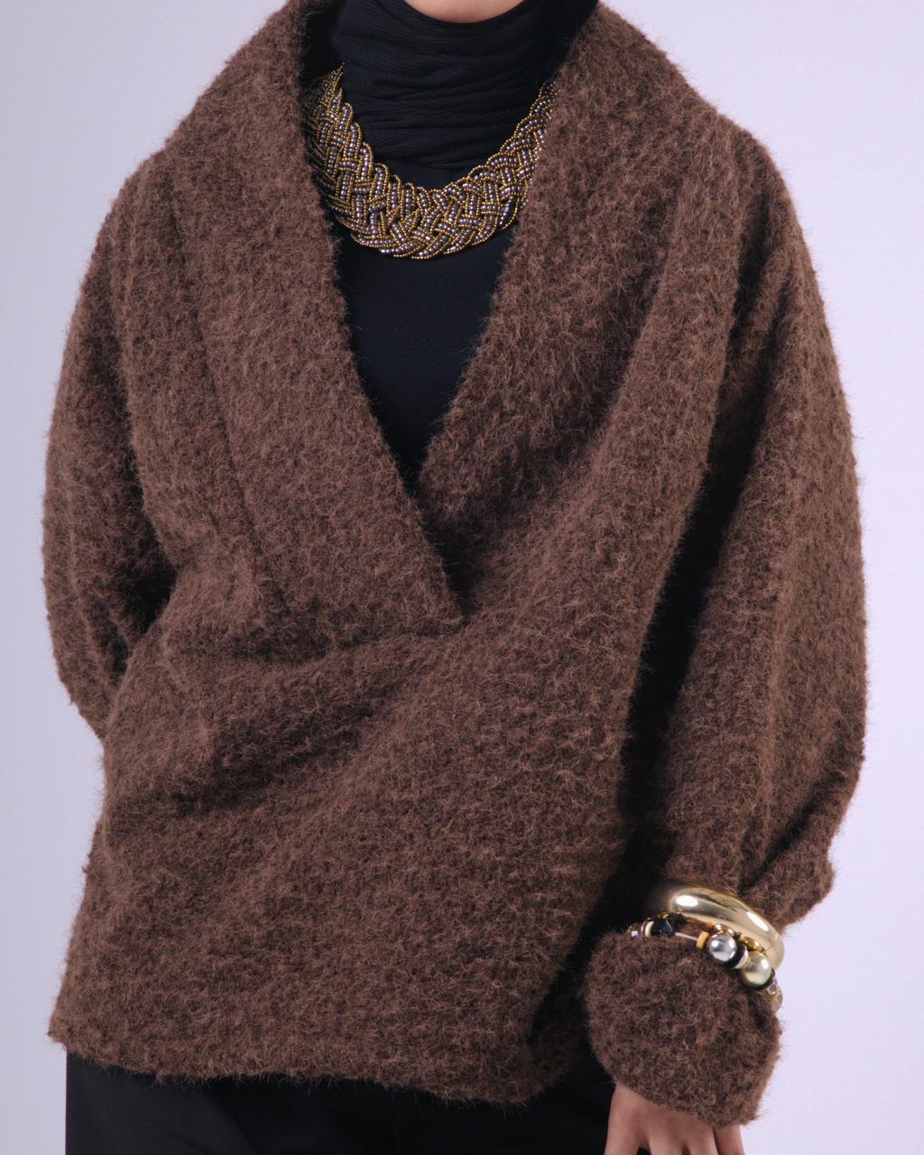 Layali Mohair Pullover in Brown