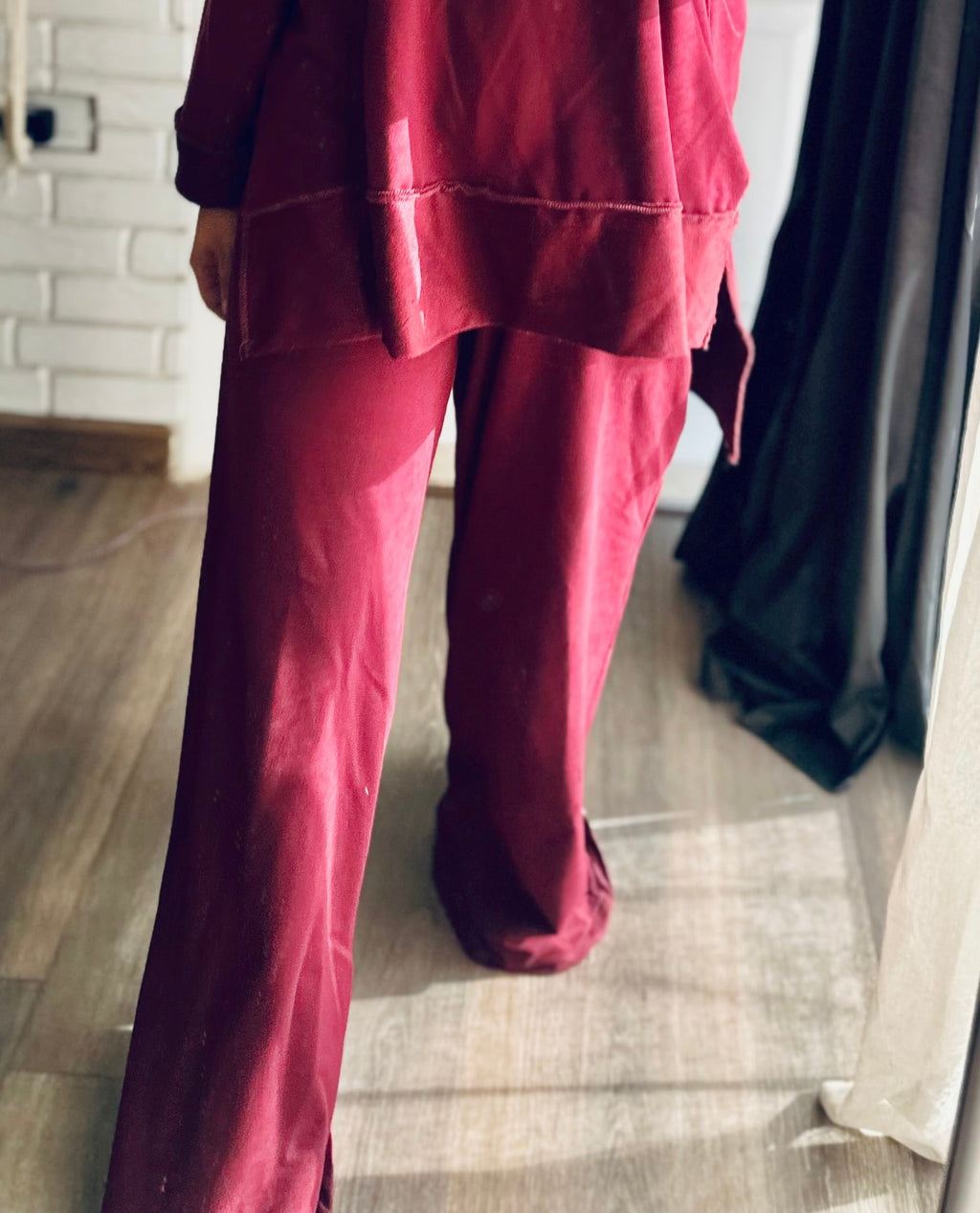 Burgundy Melton Pants