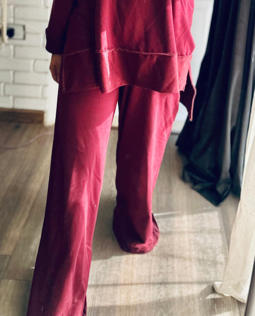 Burgundy Melton Pants