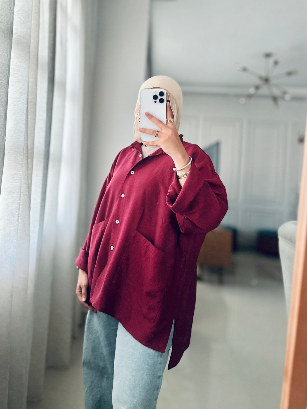 Pockets Shirt in Maroon