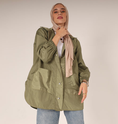 Double Layer-ed Waterproof Jacket in Olive