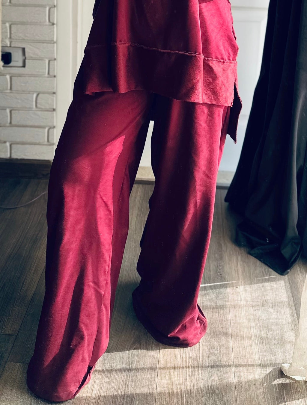 Burgundy Melton Pants