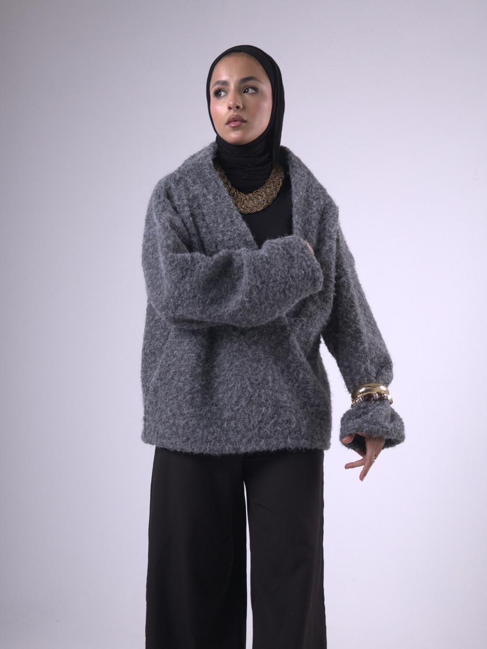 Layali Mohair Pullover in Grey