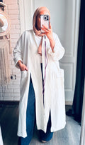 Long Melton Cardigan in White