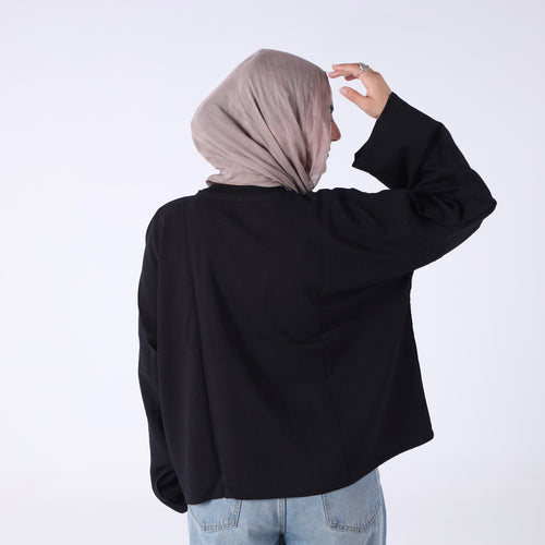 Linen Cropped Top in Black