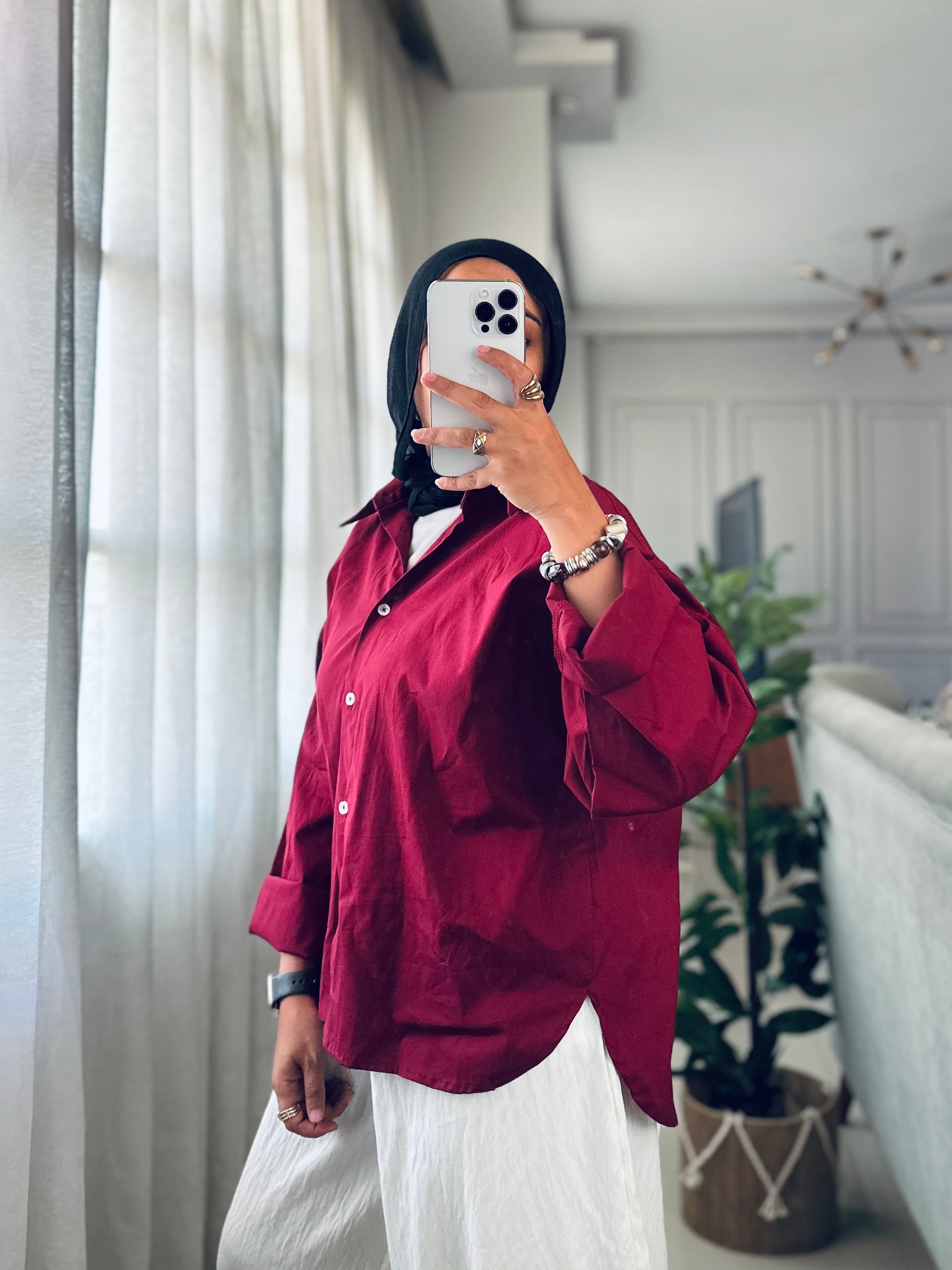 Poplin Shirt In Burgundy