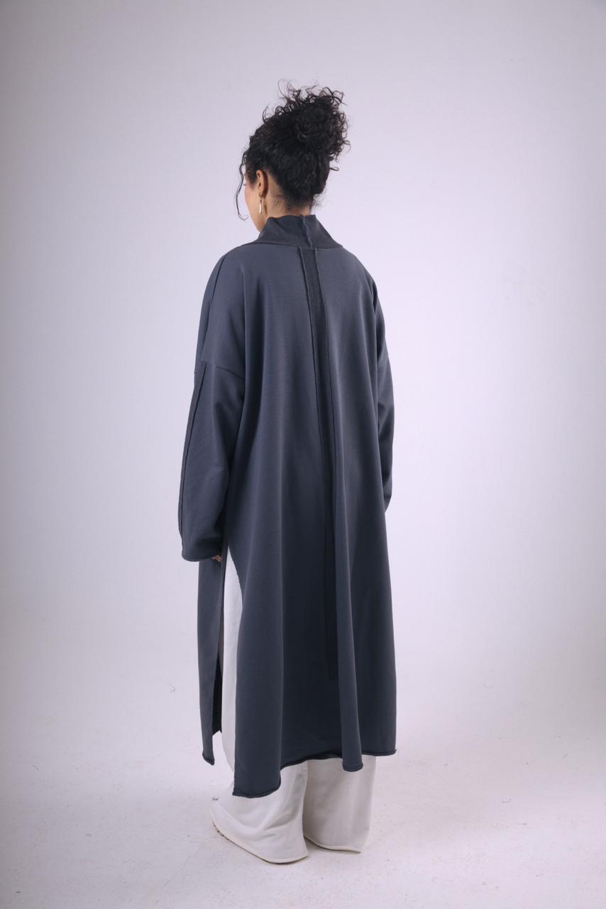 Long Melton Cardigan in Gray